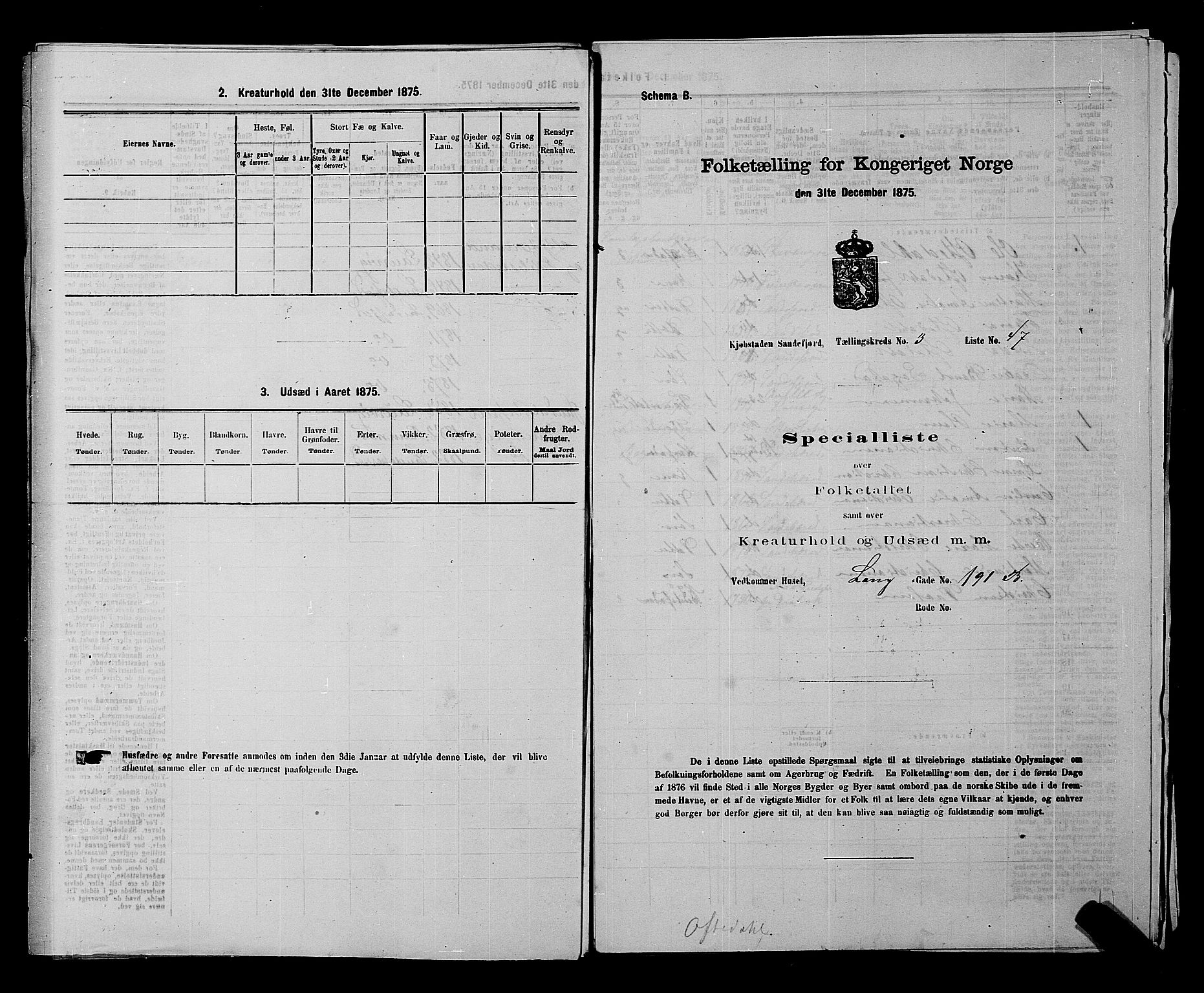 SAKO, 1875 census for 0706B Sandeherred/Sandefjord, 1875, p. 454