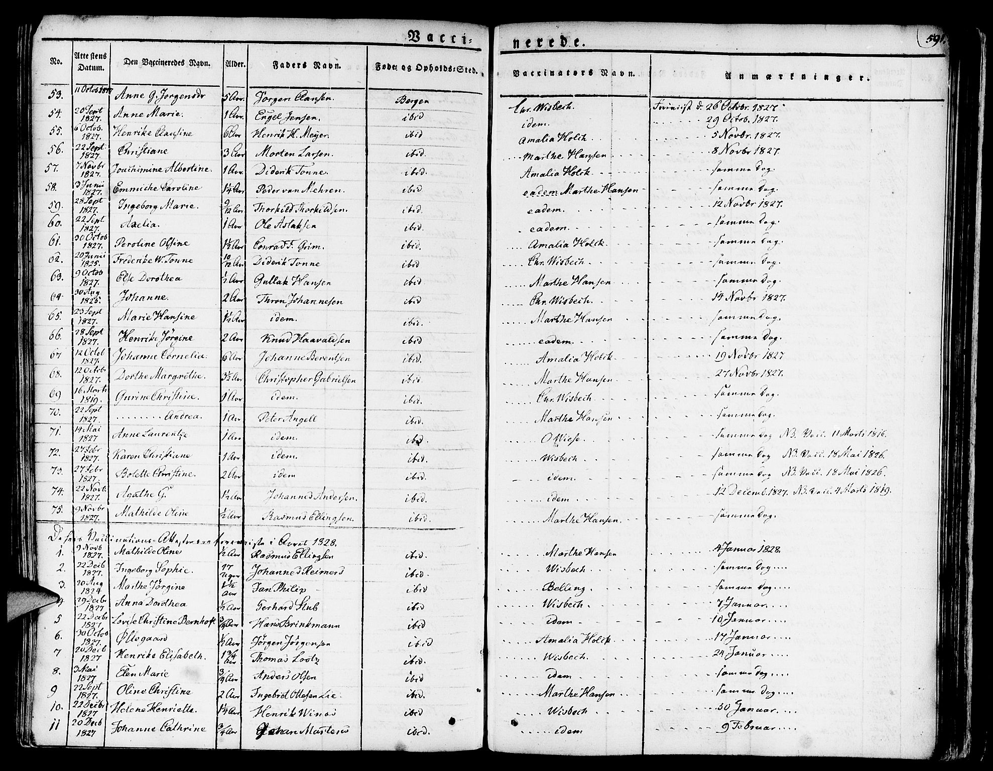 Nykirken Sokneprestembete, SAB/A-77101/H/Haa/L0012: Parish register (official) no. A 12, 1821-1844, p. 591