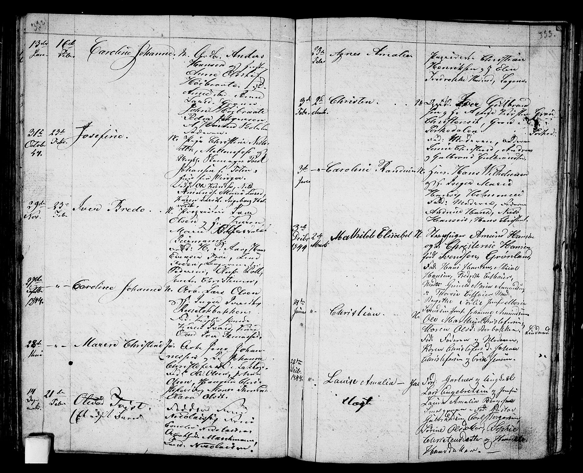 Aker prestekontor kirkebøker, SAO/A-10861/G/L0007: Parish register (copy) no. 7, 1838-1846, p. 332-333