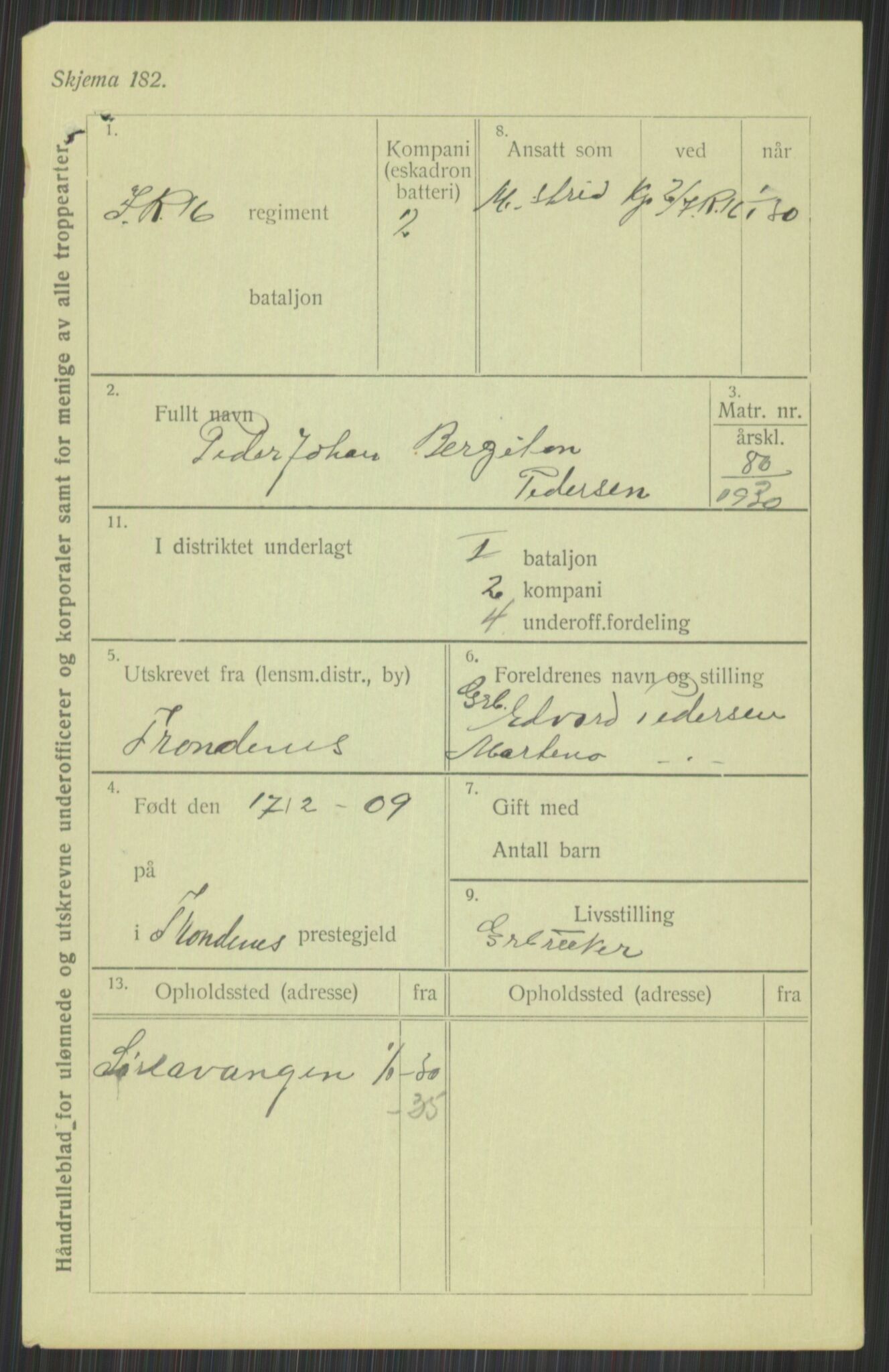 Forsvaret, Troms infanteriregiment nr. 16, AV/RA-RAFA-3146/P/Pa/L0014: Rulleblad for regimentets menige mannskaper, årsklasse 1930, 1930, p. 871