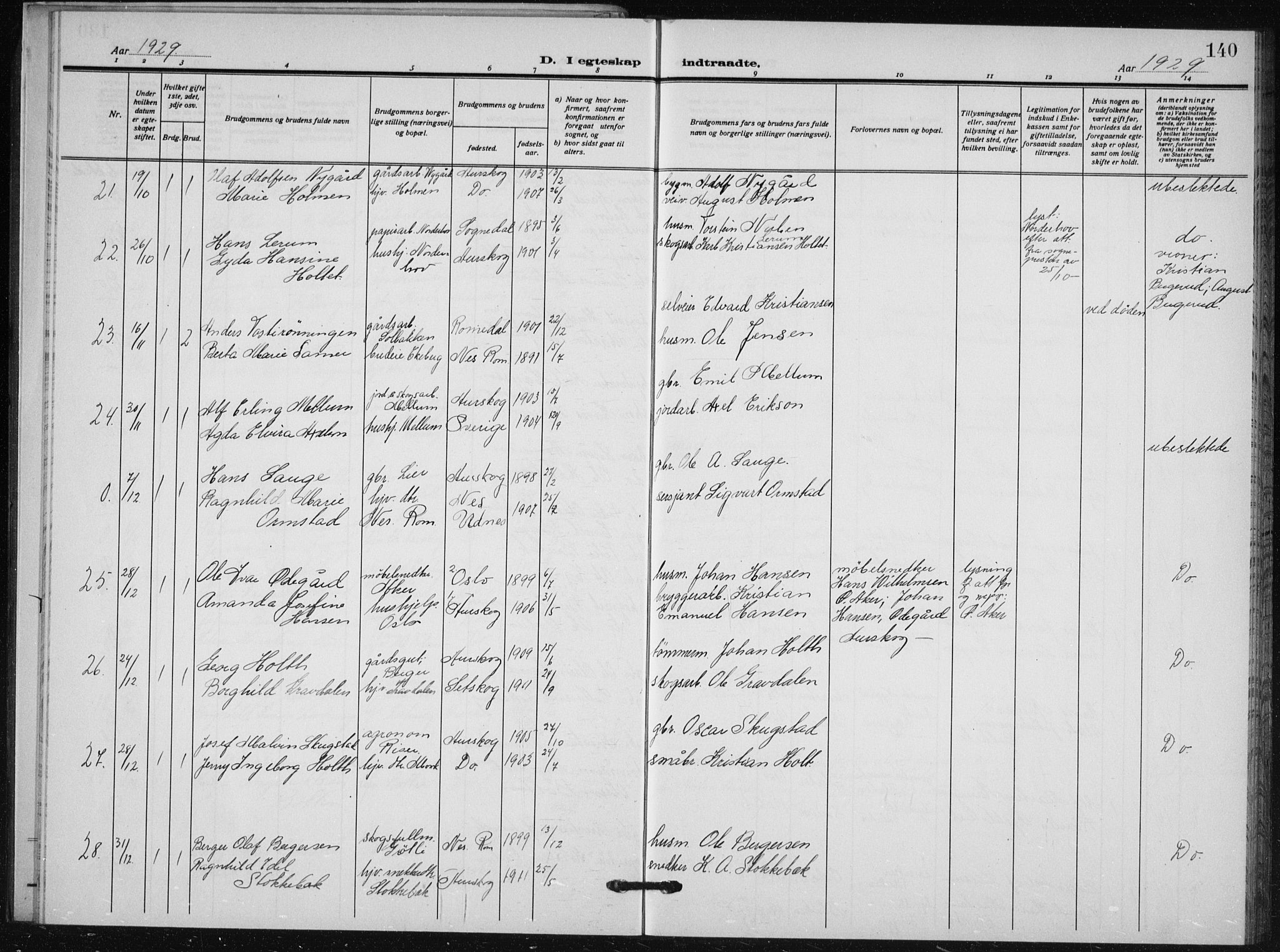 Aurskog prestekontor Kirkebøker, AV/SAO-A-10304a/G/Ga/L0006: Parish register (copy) no. I 6, 1923-1939, p. 140