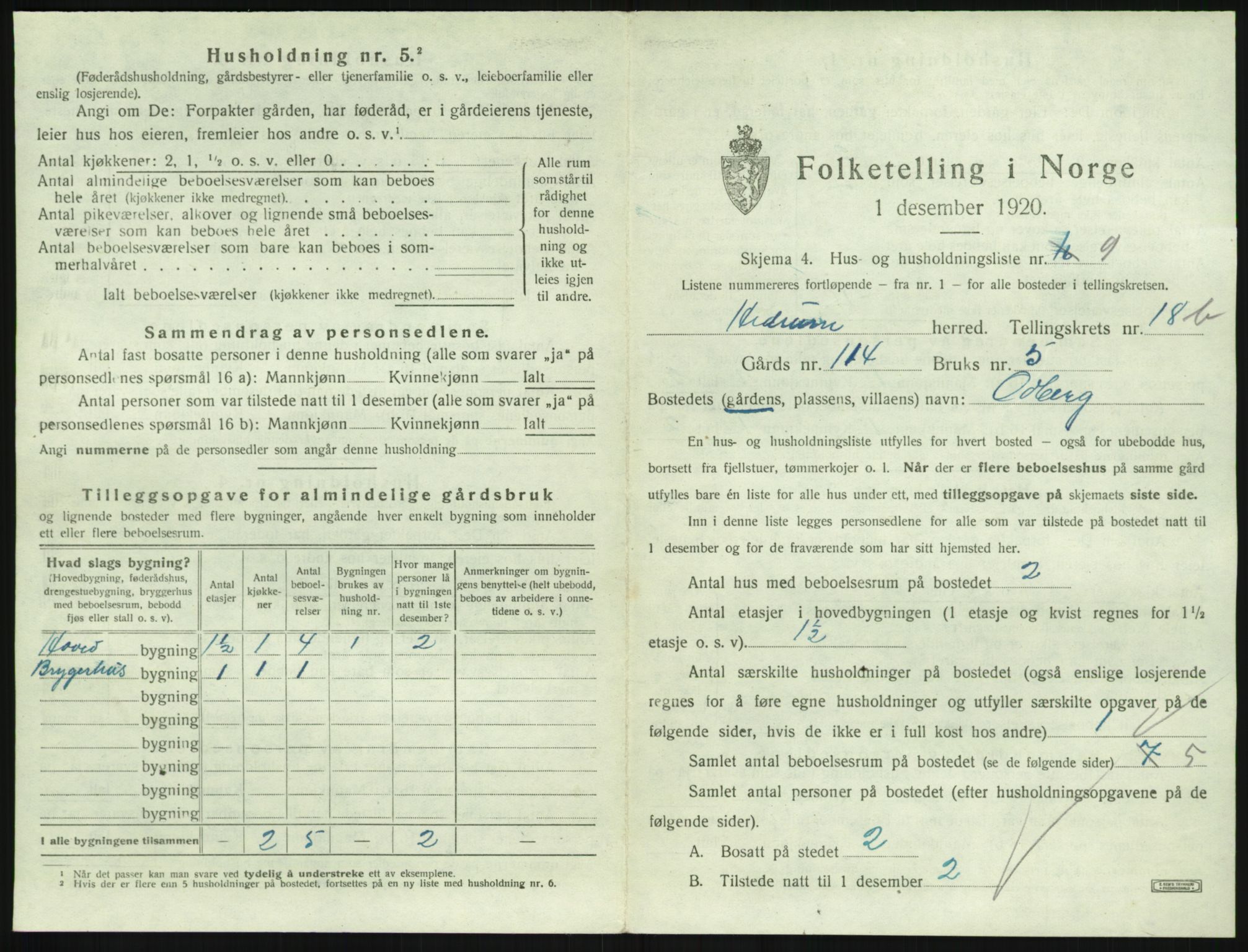 SAKO, 1920 census for Hedrum, 1920, p. 1625