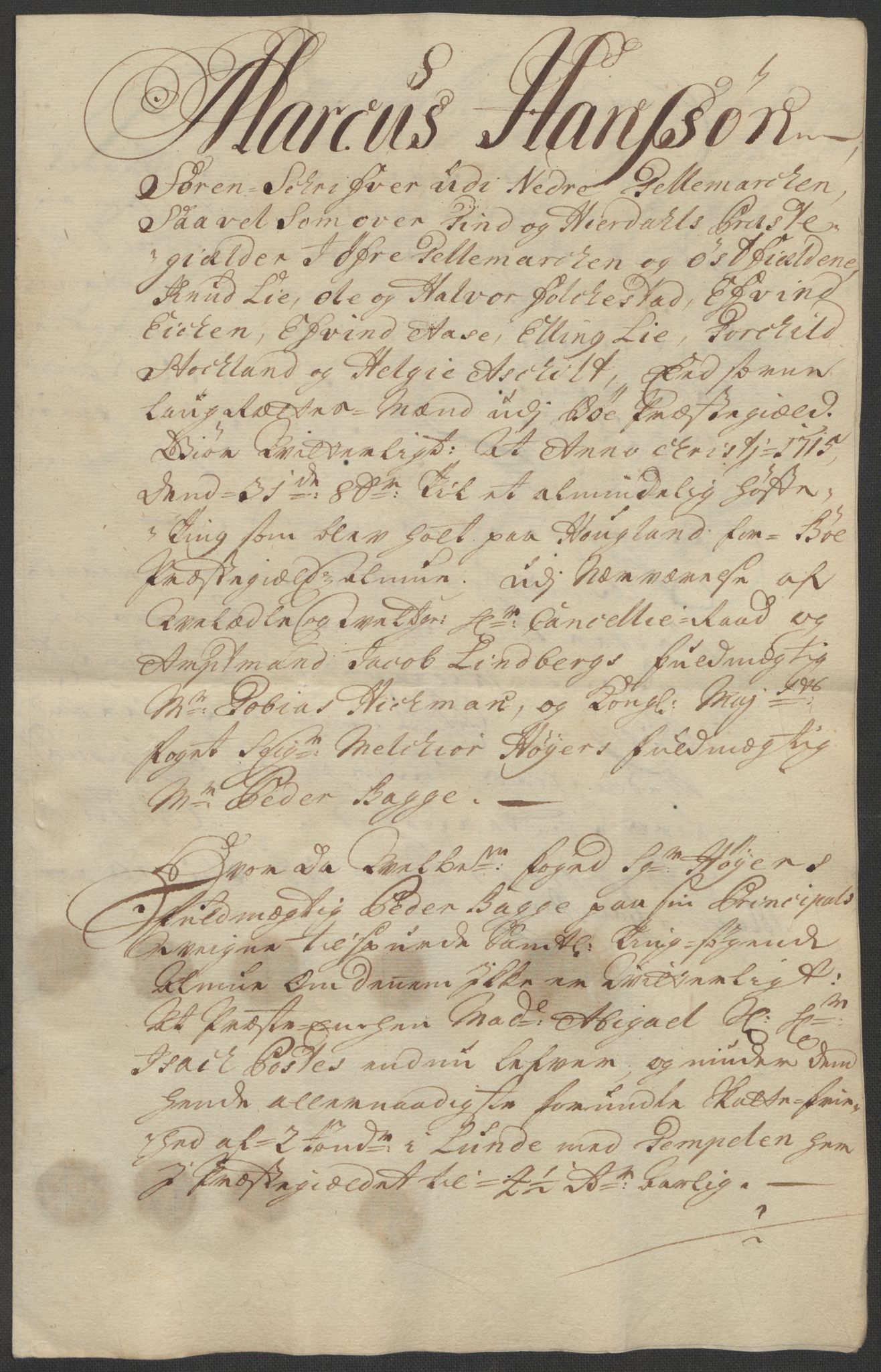 Rentekammeret inntil 1814, Reviderte regnskaper, Fogderegnskap, AV/RA-EA-4092/R36/L2127: Fogderegnskap Øvre og Nedre Telemark og Bamble, 1715, p. 256