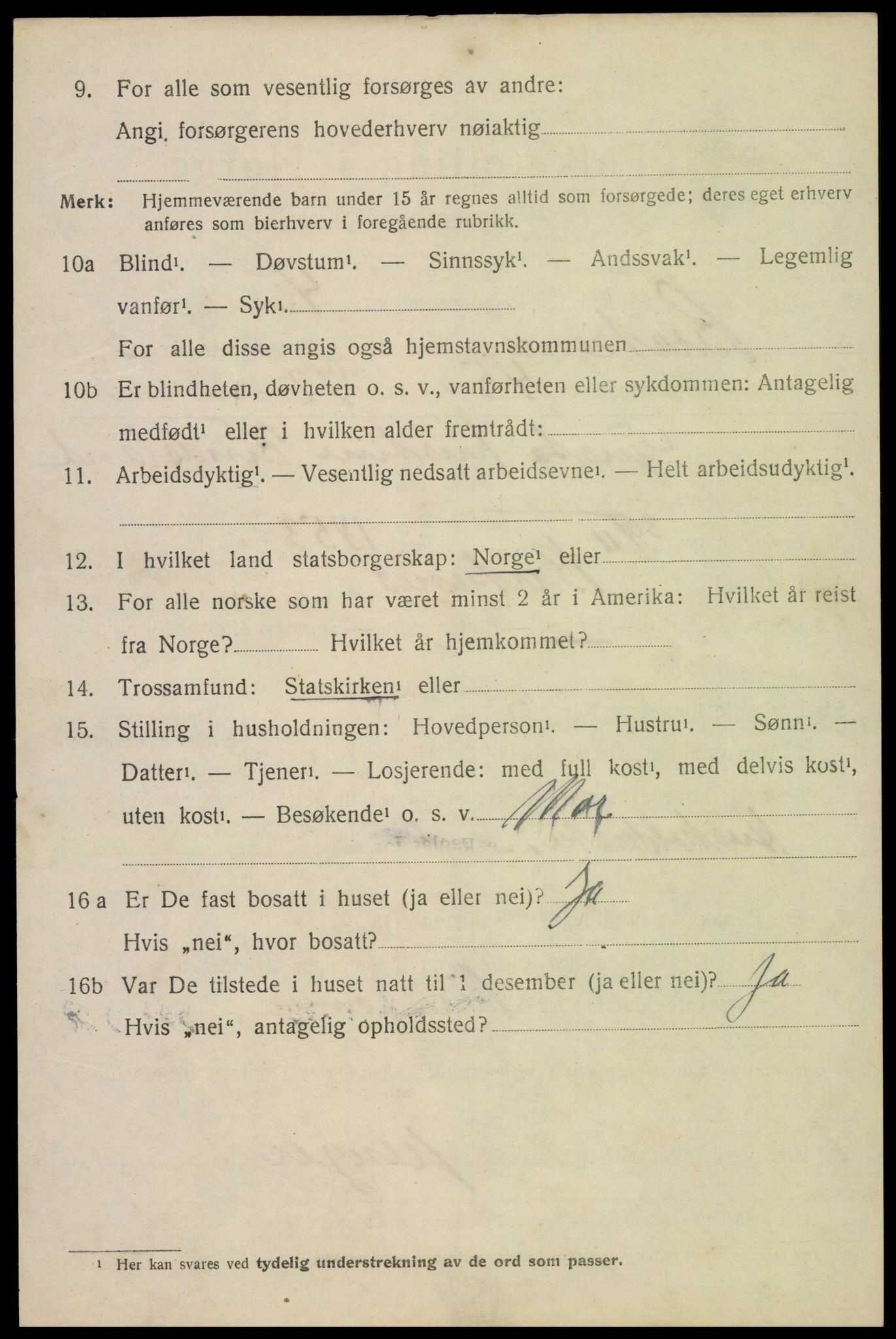 SAK, 1920 census for Birkenes, 1920, p. 1762