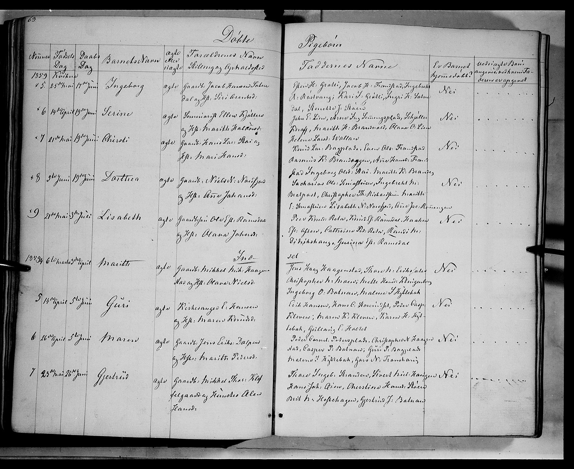 Kvikne prestekontor, SAH/PREST-064/H/Ha/Haa/L0005: Parish register (official) no. 5, 1841-1862, p. 63