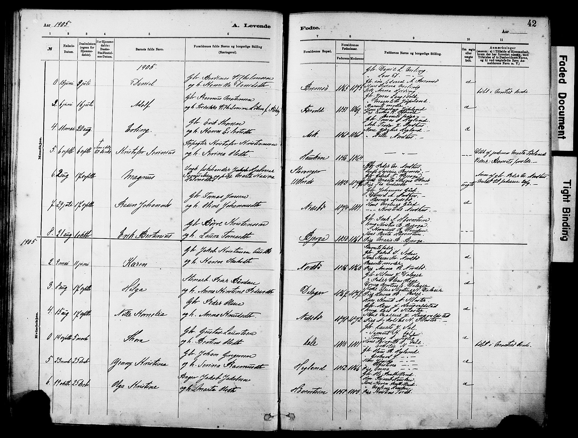 Rennesøy sokneprestkontor, SAST/A -101827/H/Ha/Haa/L0012: Parish register (official) no. A 13, 1885-1917, p. 42