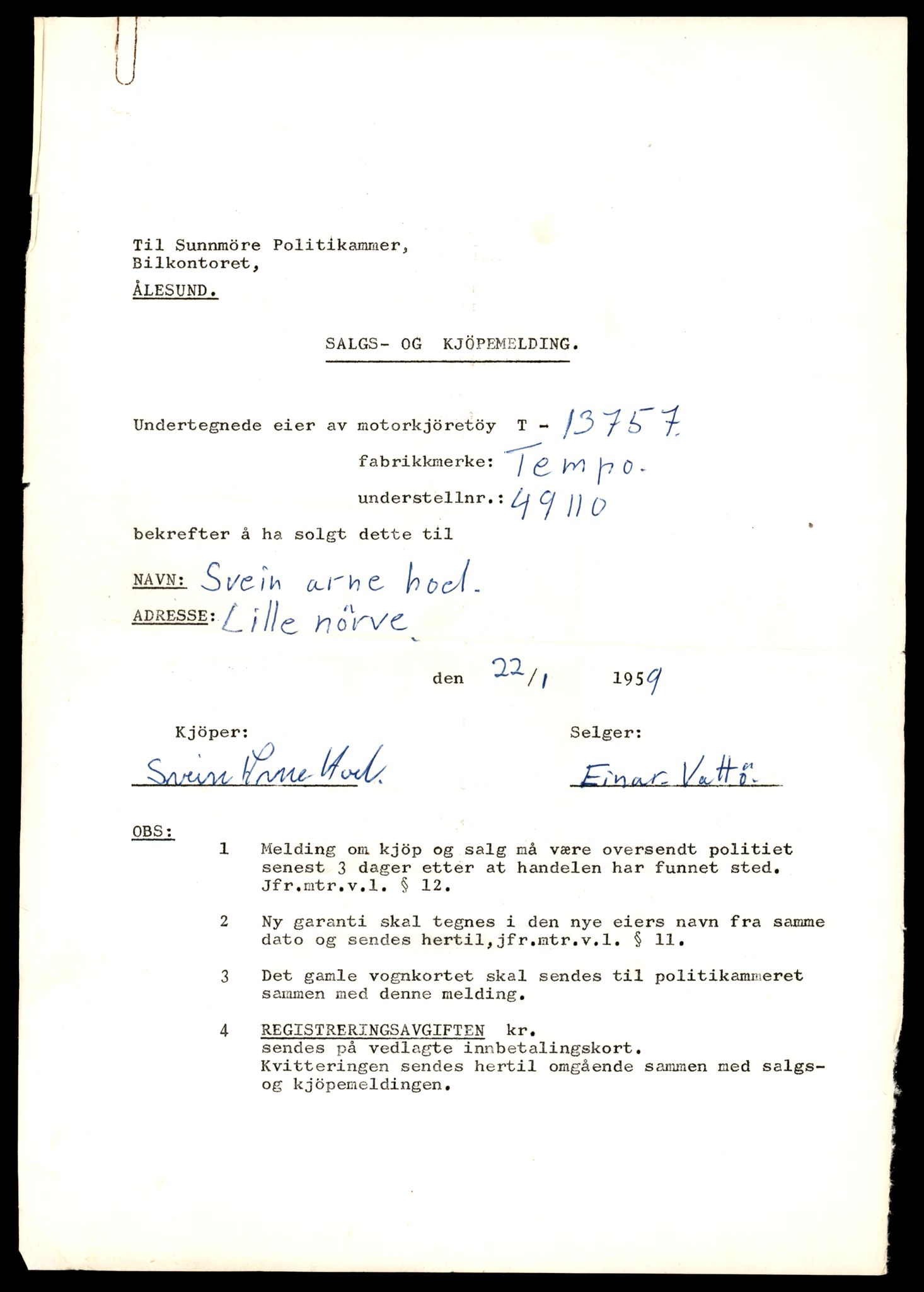 Møre og Romsdal vegkontor - Ålesund trafikkstasjon, AV/SAT-A-4099/F/Fe/L0041: Registreringskort for kjøretøy T 13710 - T 13905, 1927-1998, p. 849