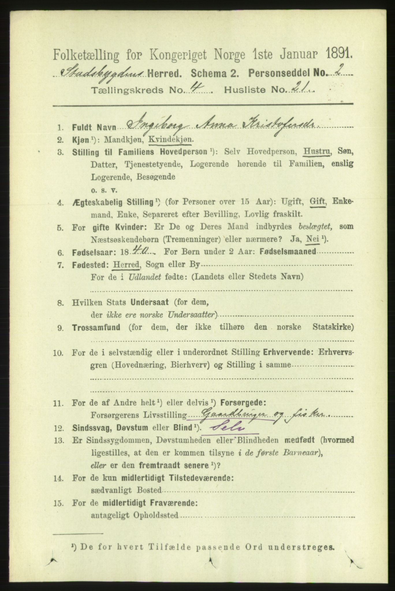 RA, 1891 census for 1625 Stadsbygd, 1891, p. 1944