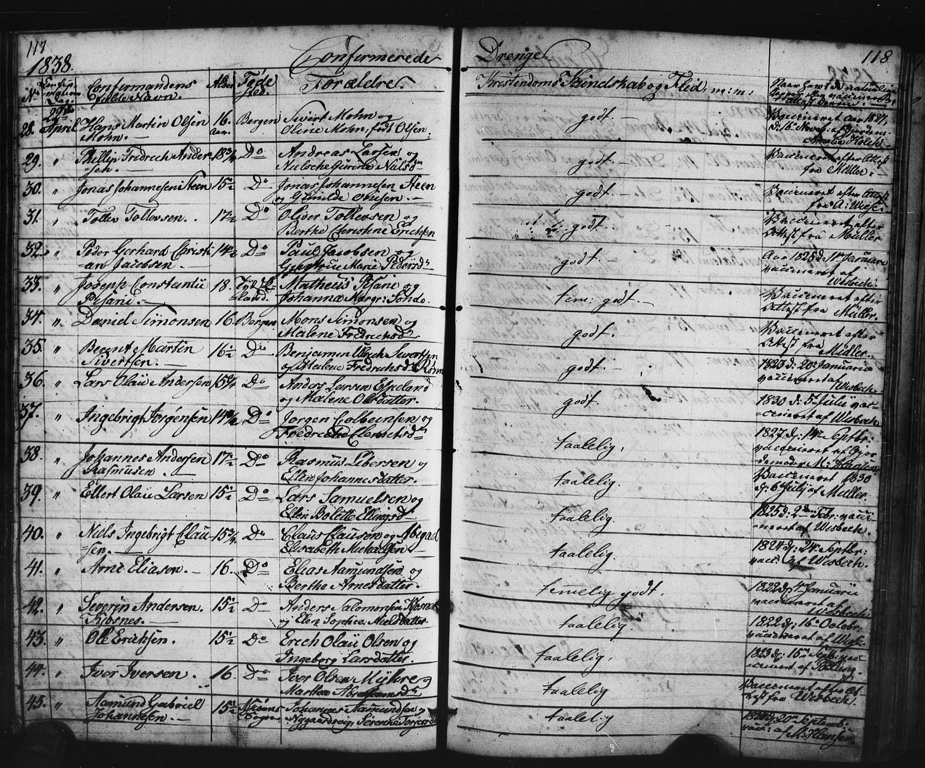 Domkirken sokneprestembete, AV/SAB-A-74801/H/Haa/L0063: Curate's parish register no. A 1, 1821-1848, p. 117-118