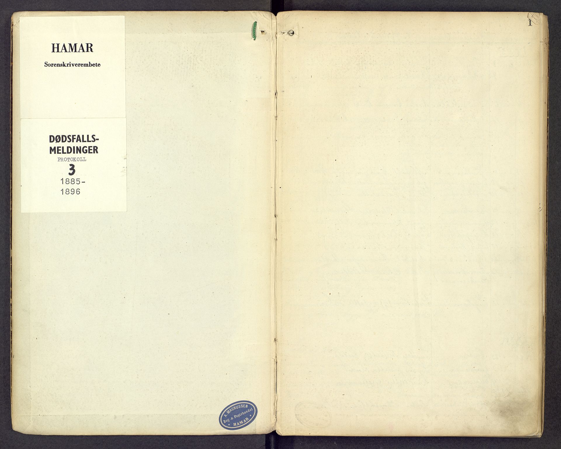 Hamar sorenskriveri, AV/SAH-TING-030/J/Je/L0003: Dødsfallsprotokoll, 1885-1896, p. 1