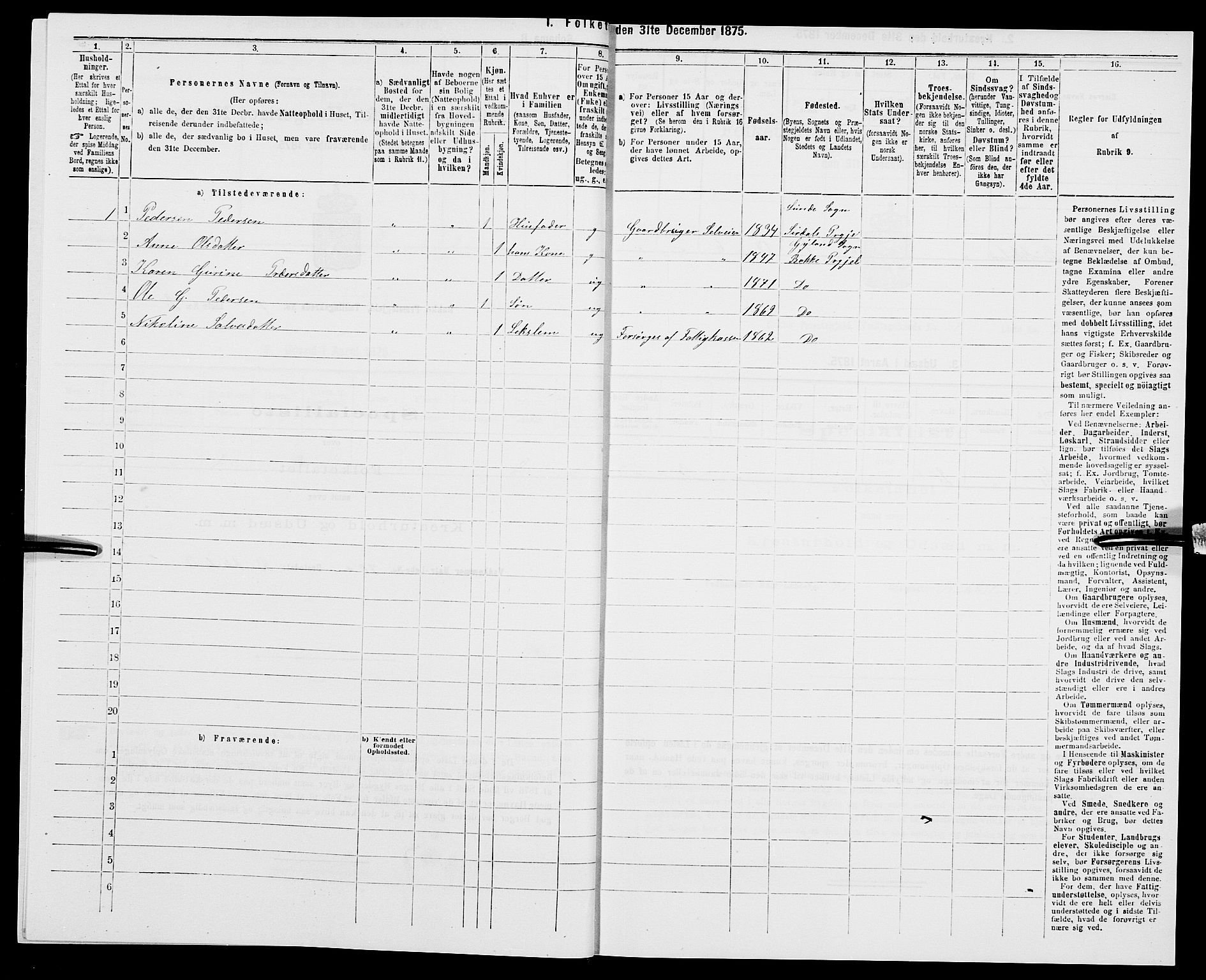 SAK, 1875 census for 1045P Bakke, 1875, p. 672