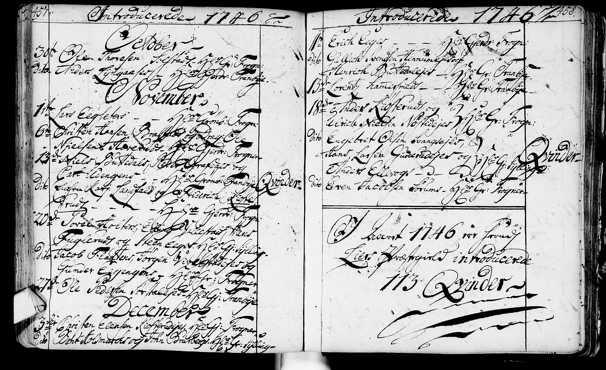 Lier kirkebøker, SAKO/A-230/F/Fa/L0003: Parish register (official) no. I 3, 1727-1748, p. 457-458