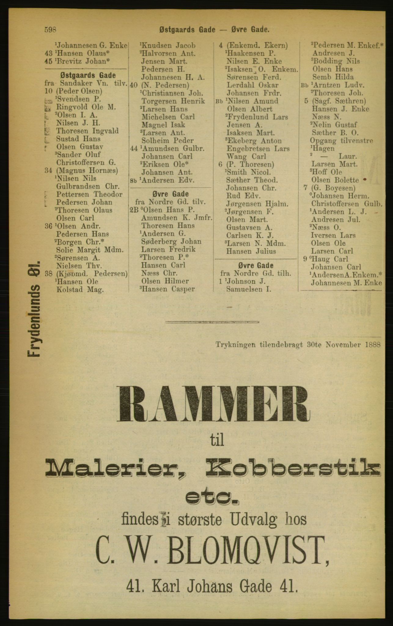 Kristiania/Oslo adressebok, PUBL/-, 1889, p. 598