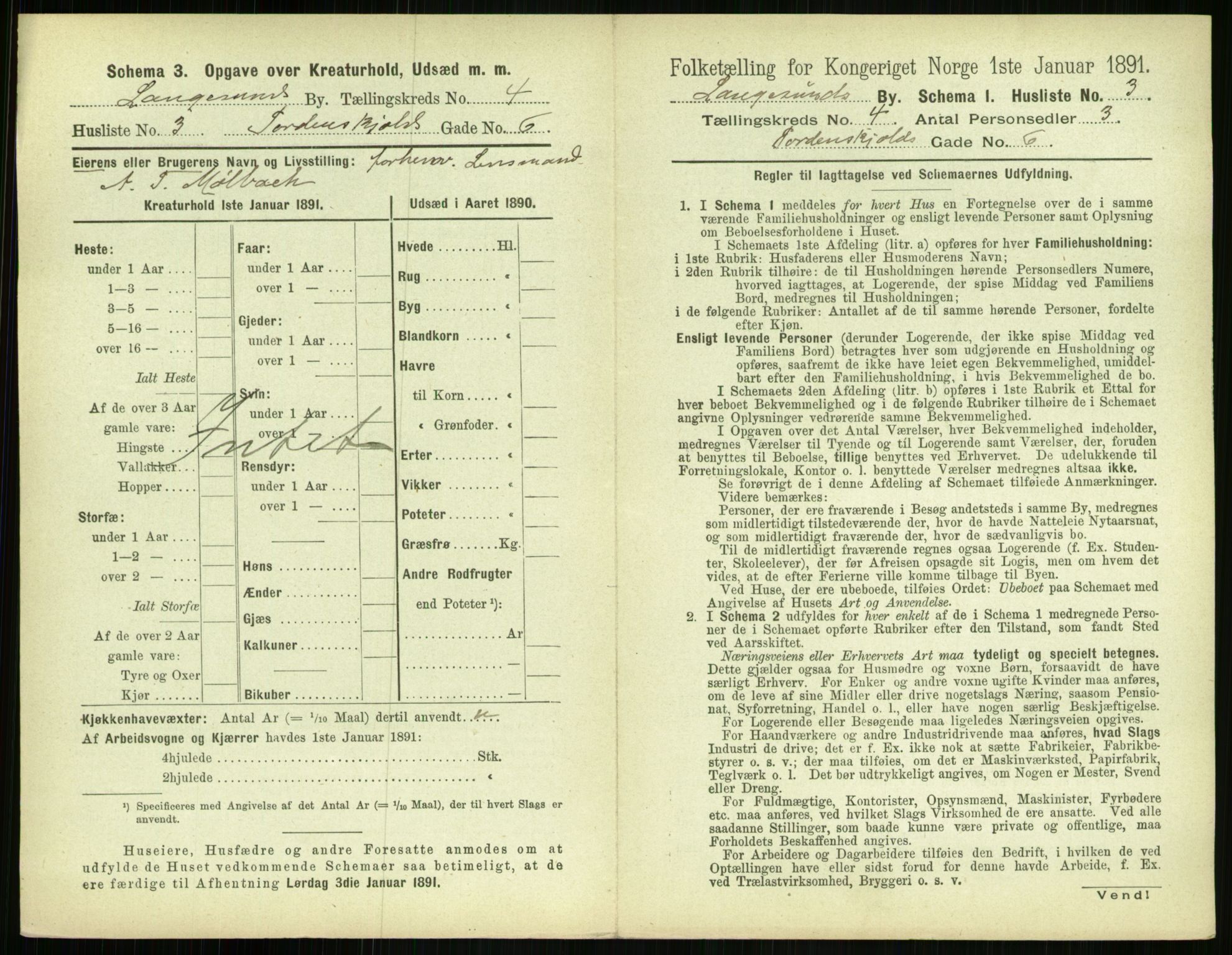 RA, 1891 census for 0802 Langesund, 1891, p. 278