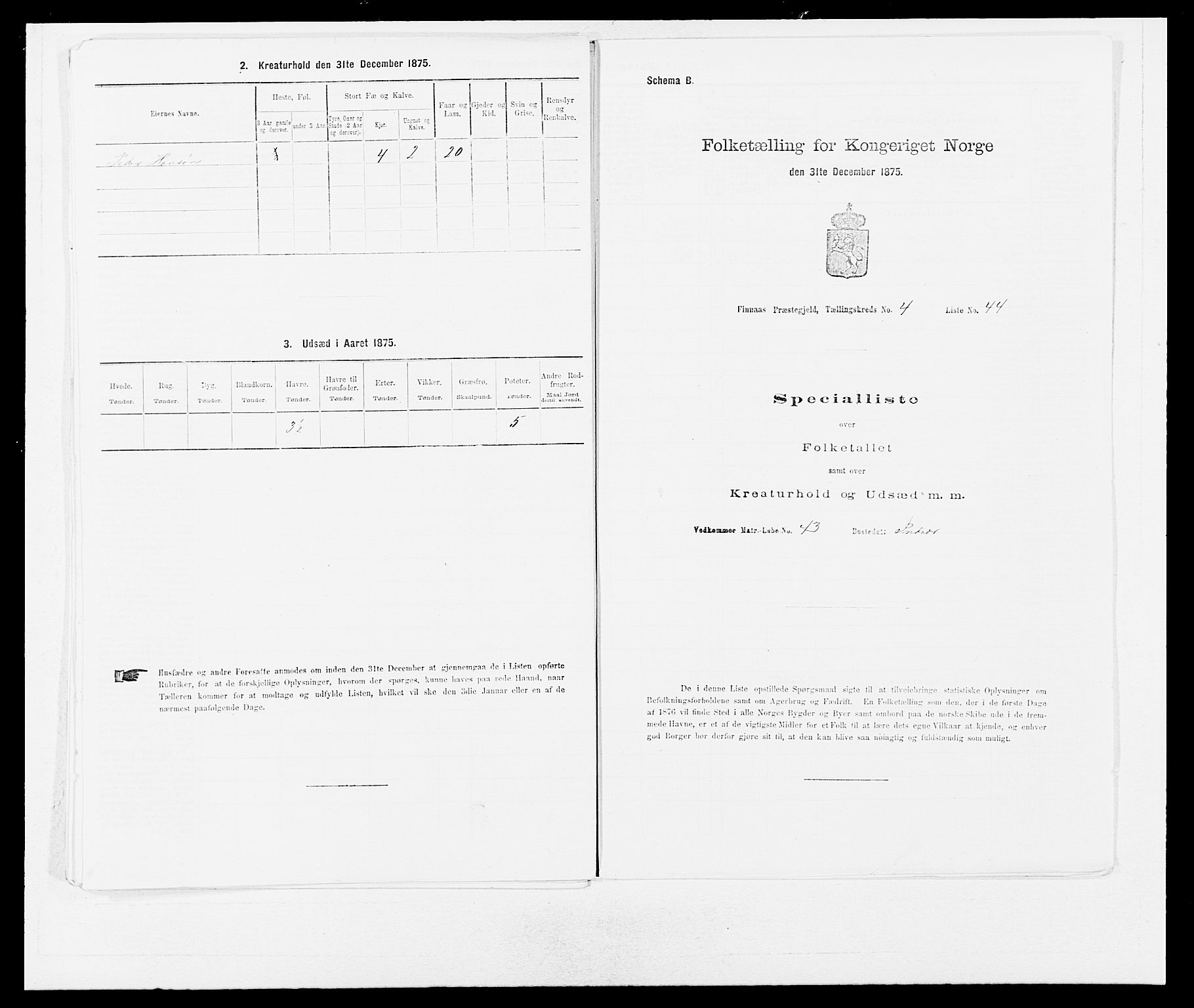 SAB, 1875 census for 1218P Finnås, 1875, p. 608