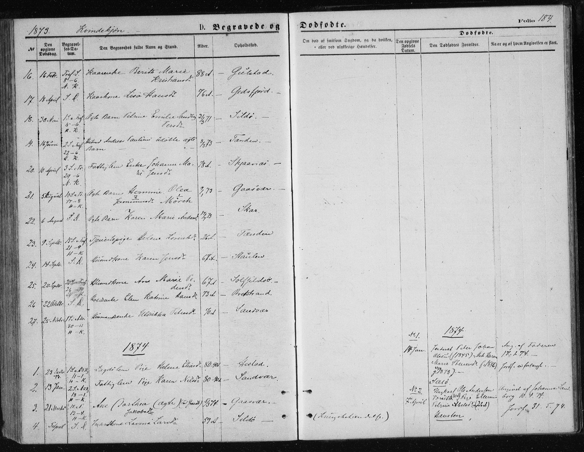 Ministerialprotokoller, klokkerbøker og fødselsregistre - Nordland, AV/SAT-A-1459/834/L0506: Parish register (official) no. 834A04, 1872-1878, p. 184