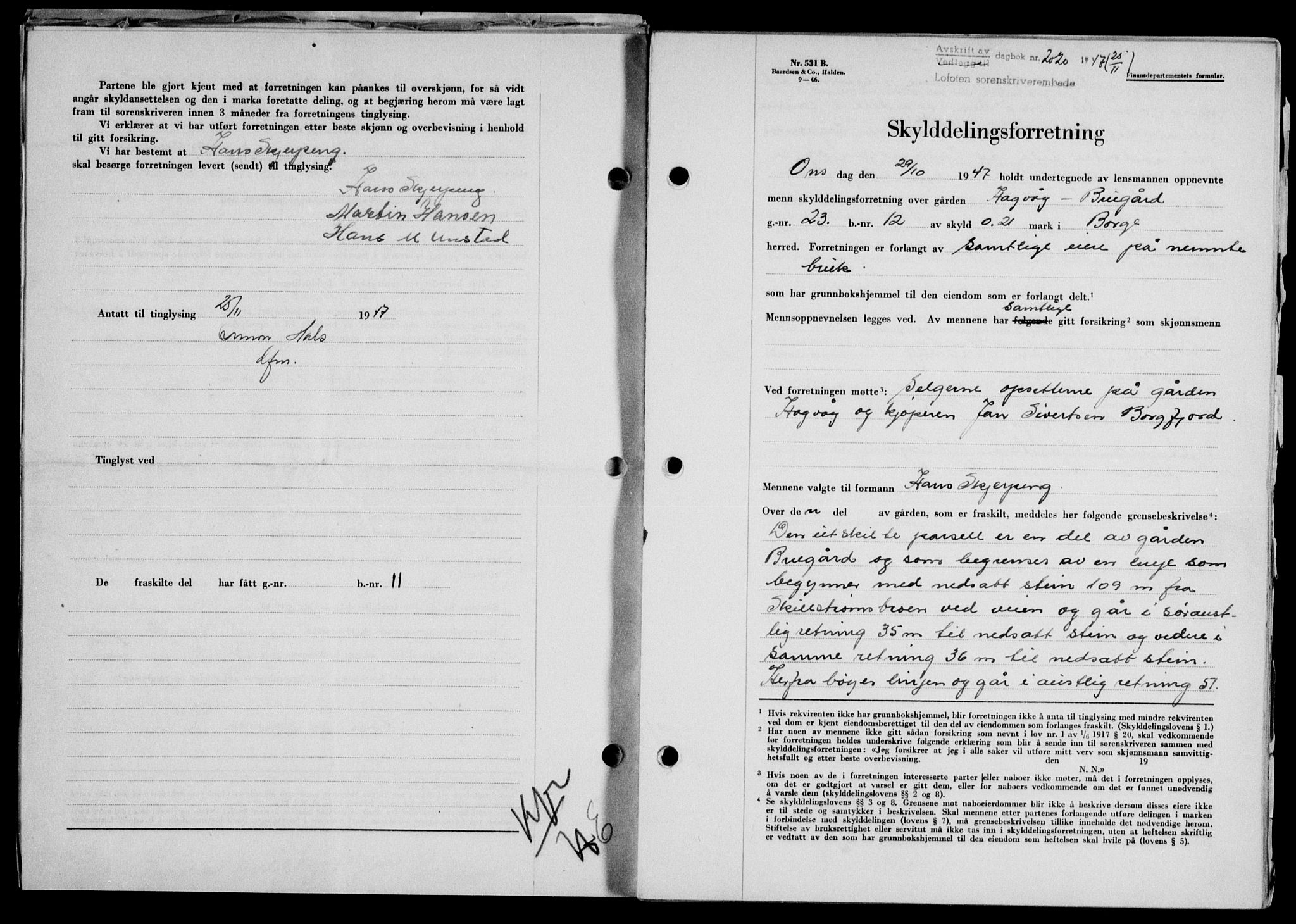 Lofoten sorenskriveri, SAT/A-0017/1/2/2C/L0017a: Mortgage book no. 17a, 1947-1948, Diary no: : 2020/1947