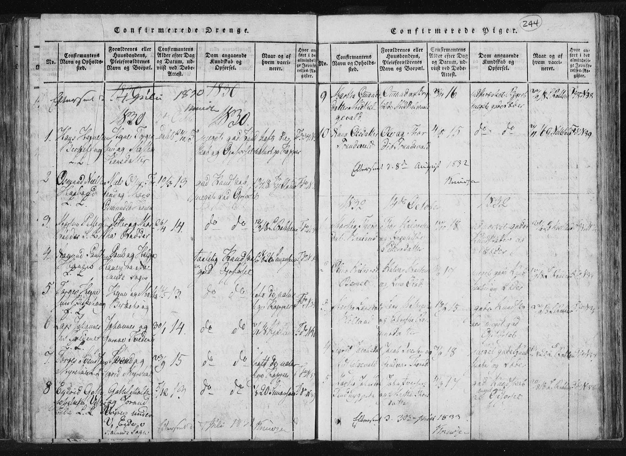 Vikedal sokneprestkontor, AV/SAST-A-101840/01/IV: Parish register (official) no. A 4, 1816-1850, p. 244