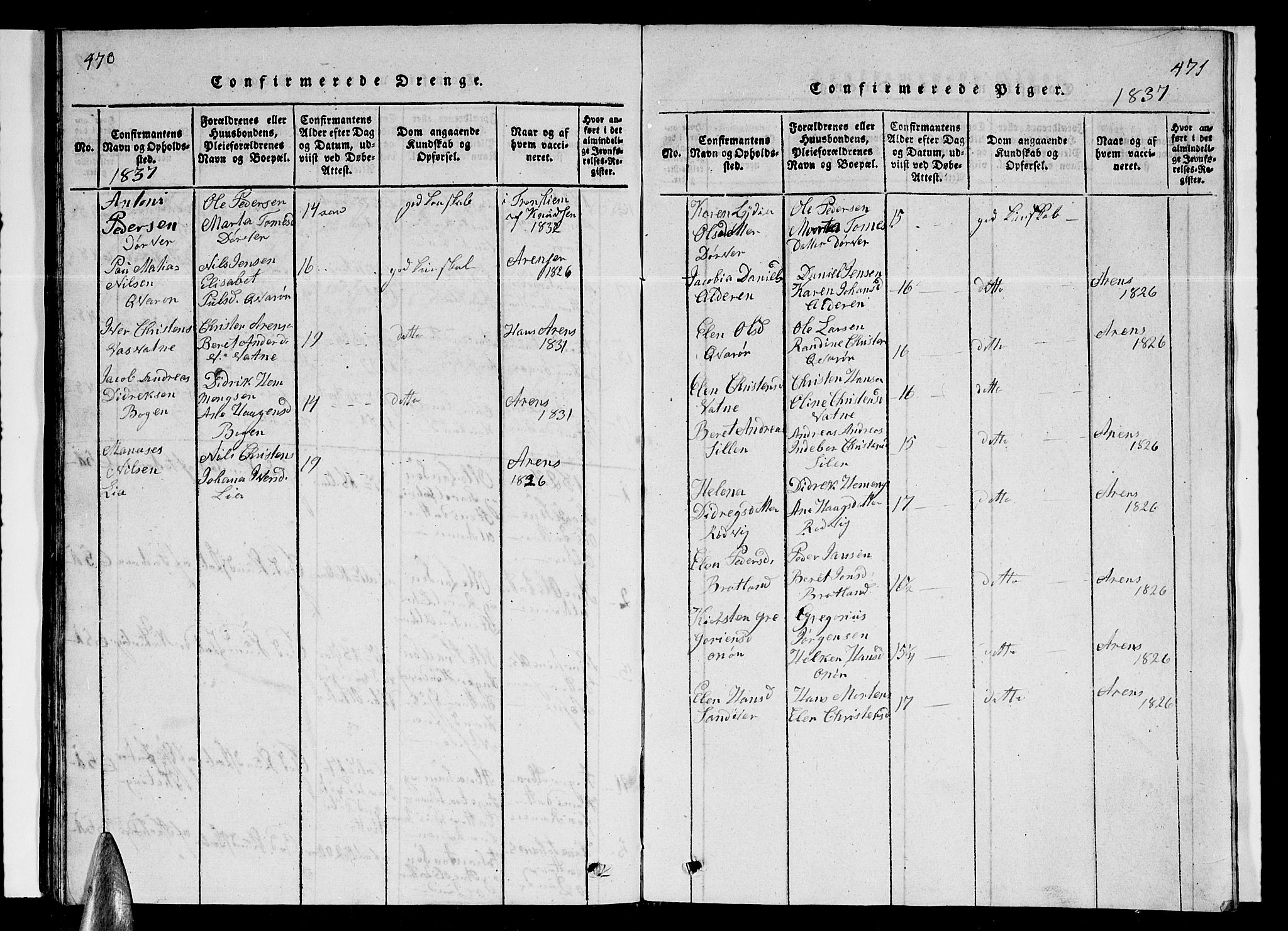 Ministerialprotokoller, klokkerbøker og fødselsregistre - Nordland, SAT/A-1459/839/L0571: Parish register (copy) no. 839C01, 1820-1840, p. 470-471
