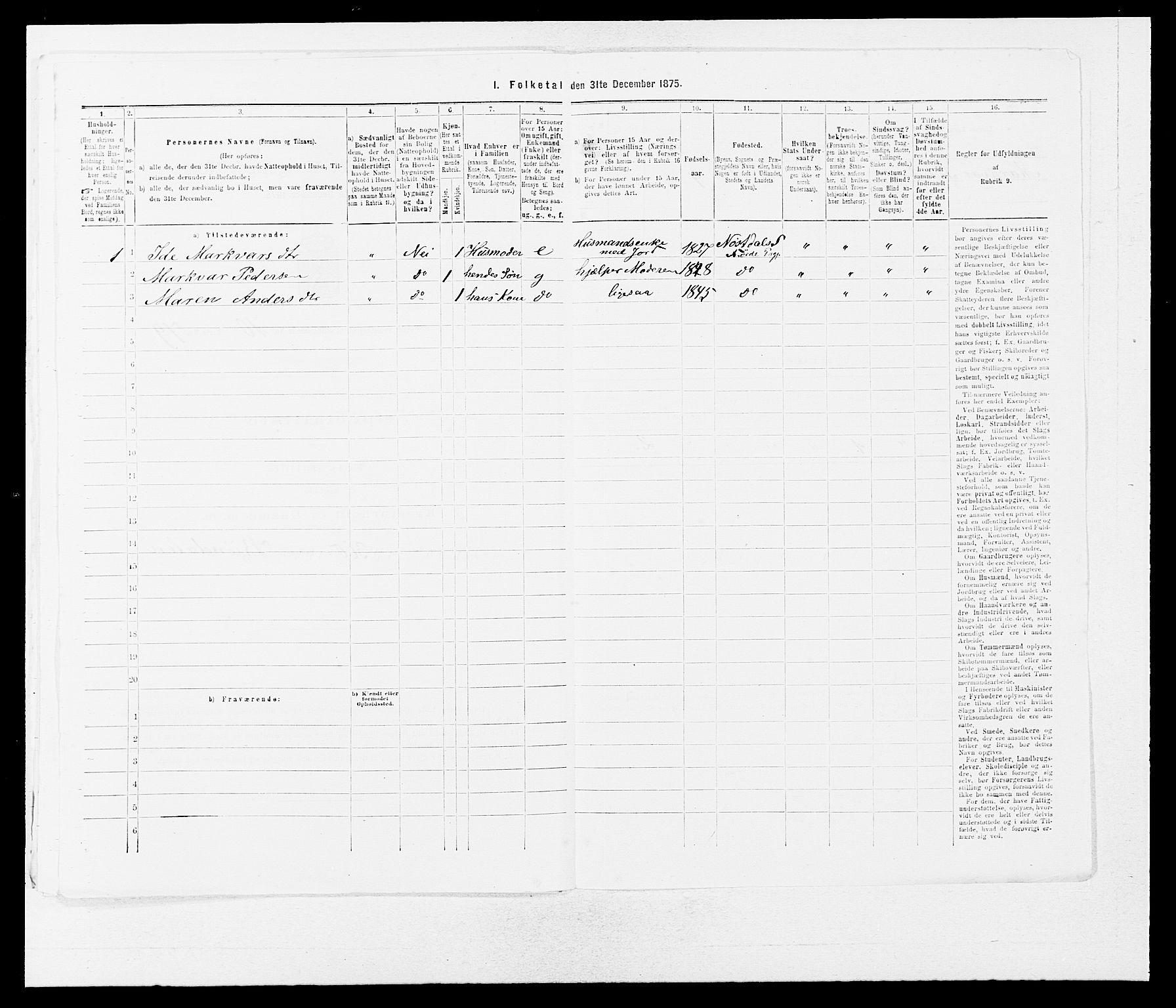 SAB, 1875 census for 1432P Førde, 1875, p. 1320