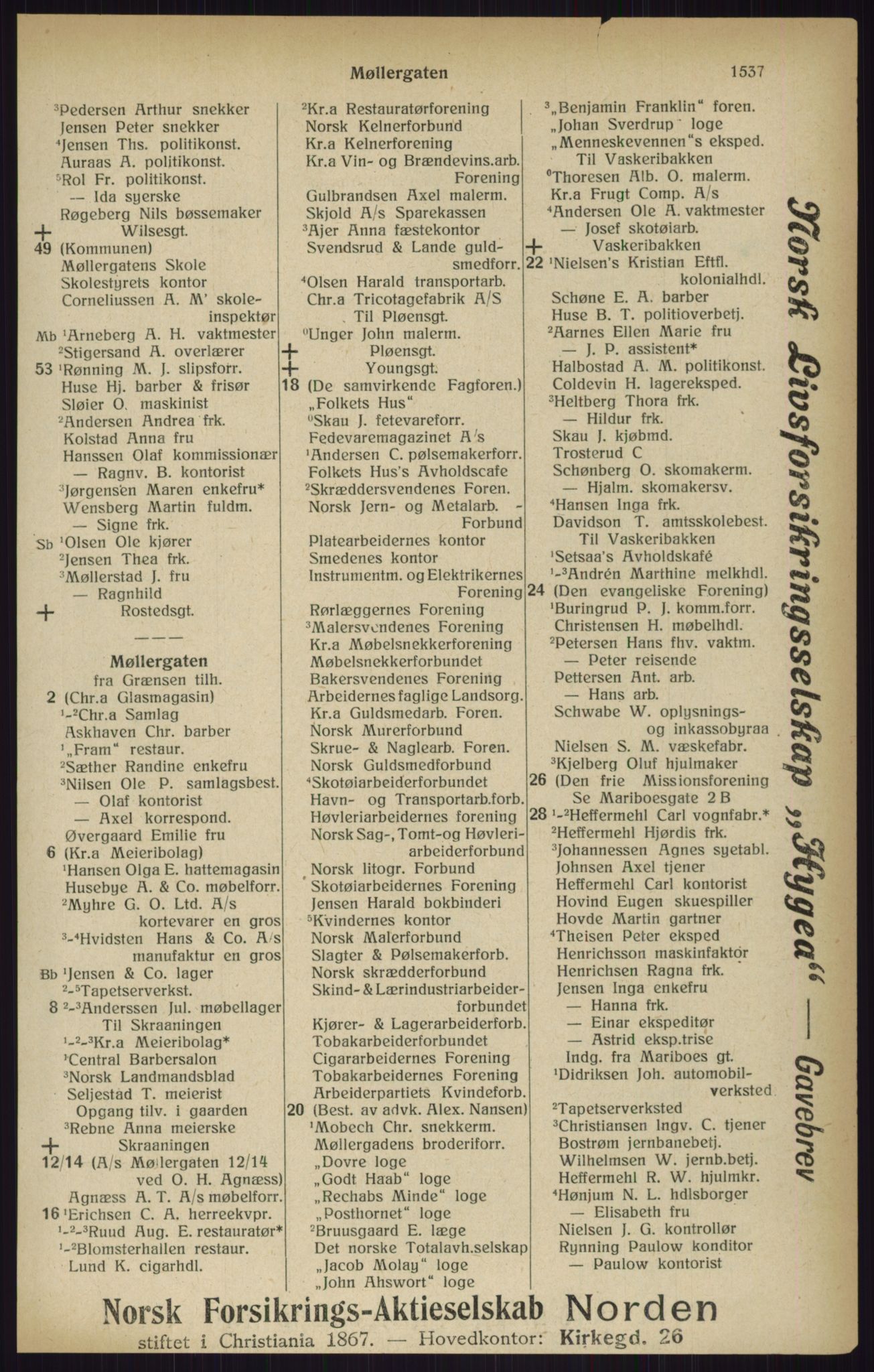 Kristiania/Oslo adressebok, PUBL/-, 1916, p. 1537