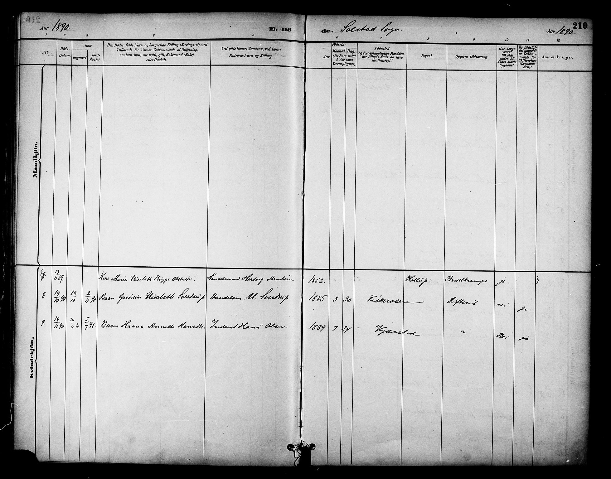 Ministerialprotokoller, klokkerbøker og fødselsregistre - Nordland, AV/SAT-A-1459/810/L0151: Parish register (official) no. 810A10 /2, 1885-1895, p. 210