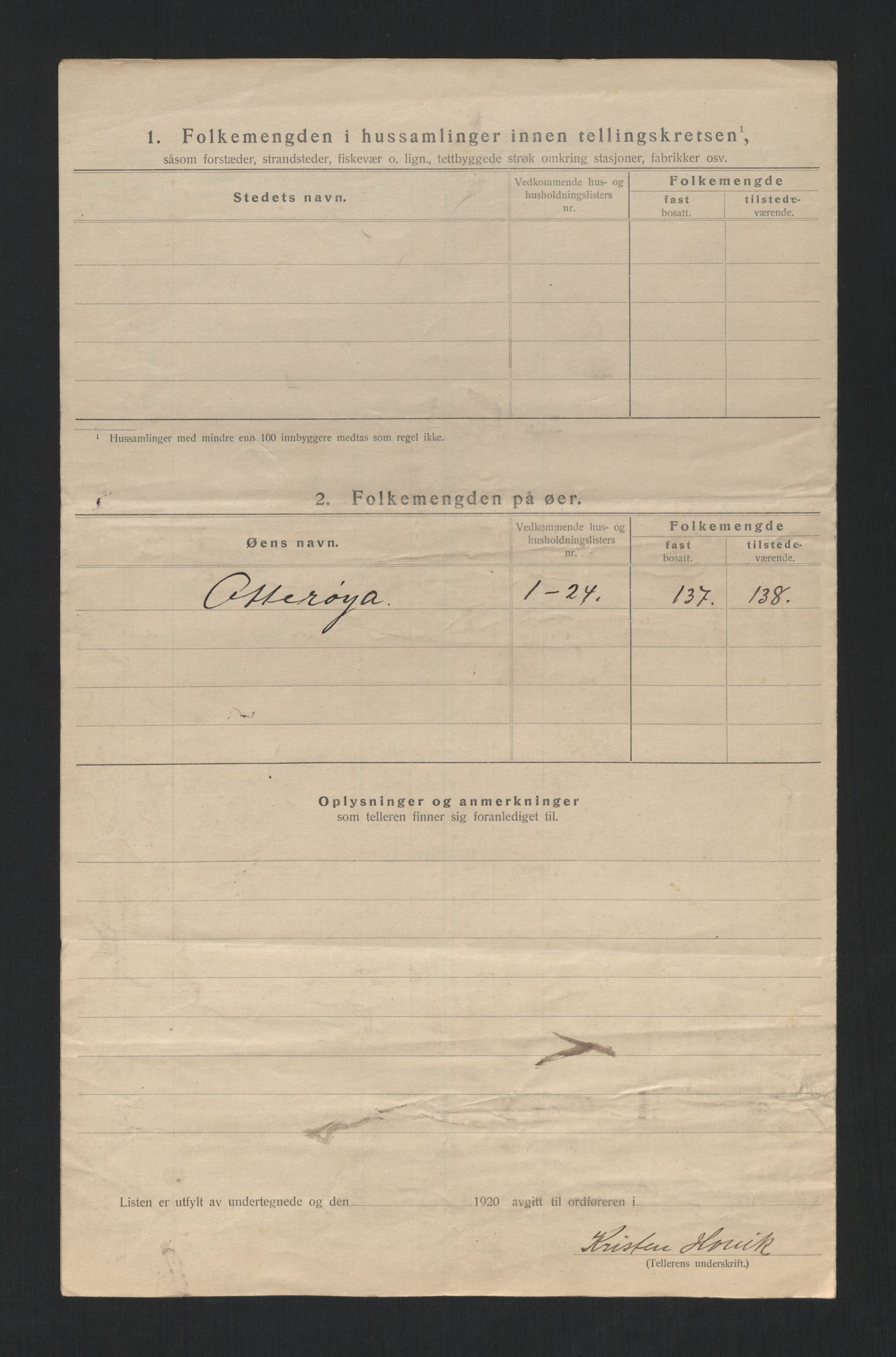 SAT, 1920 census for Otterøy, 1920, p. 23