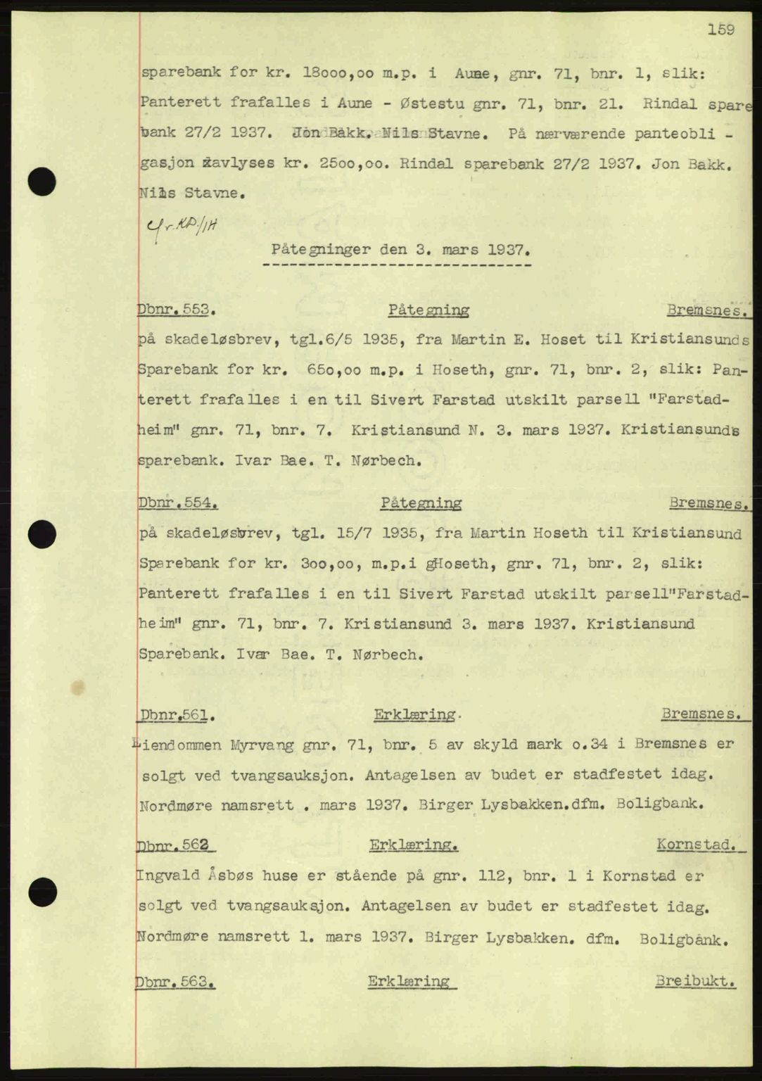 Nordmøre sorenskriveri, AV/SAT-A-4132/1/2/2Ca: Mortgage book no. C80, 1936-1939, Diary no: : 553/1937