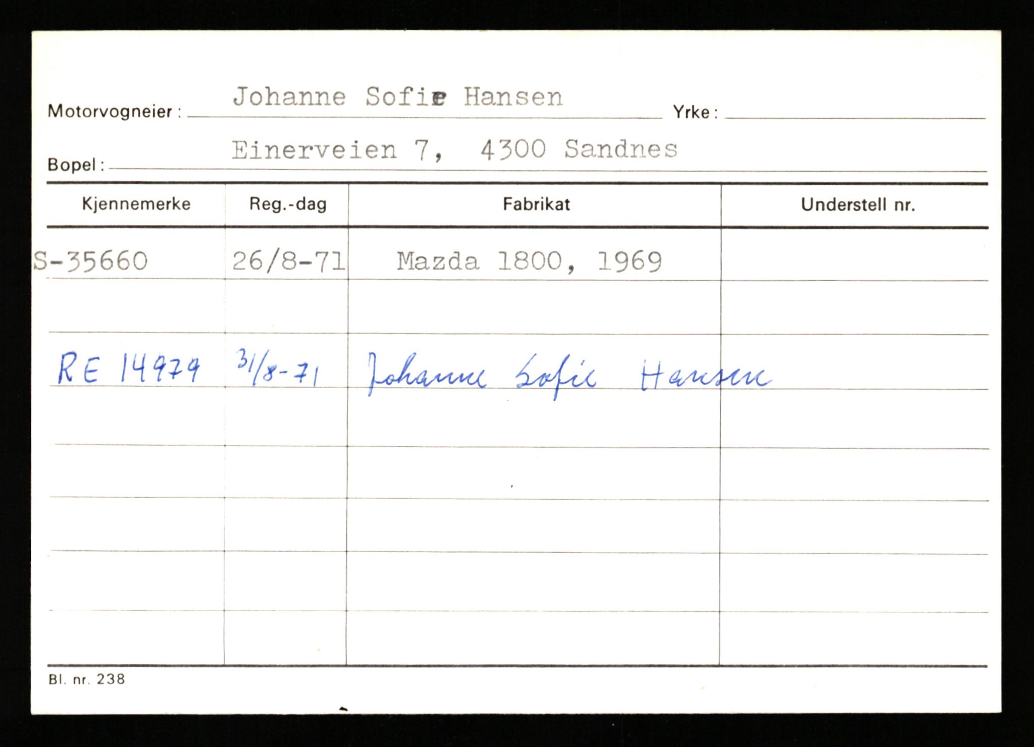 Stavanger trafikkstasjon, SAST/A-101942/0/G/L0006: Registreringsnummer: 34250 - 49007, 1930-1971, p. 445