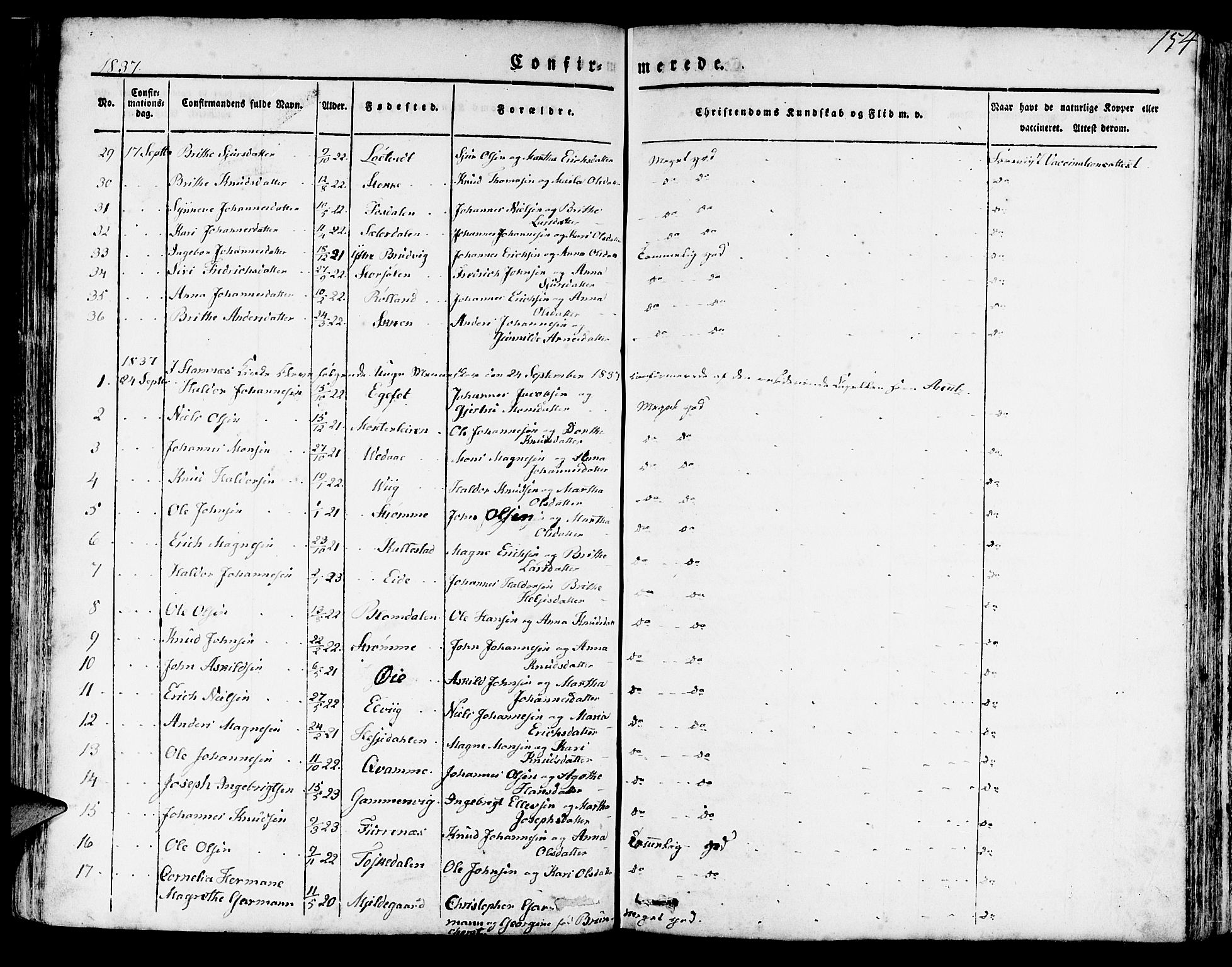 Haus sokneprestembete, SAB/A-75601/H/Haa: Parish register (official) no. A 14, 1827-1838, p. 154