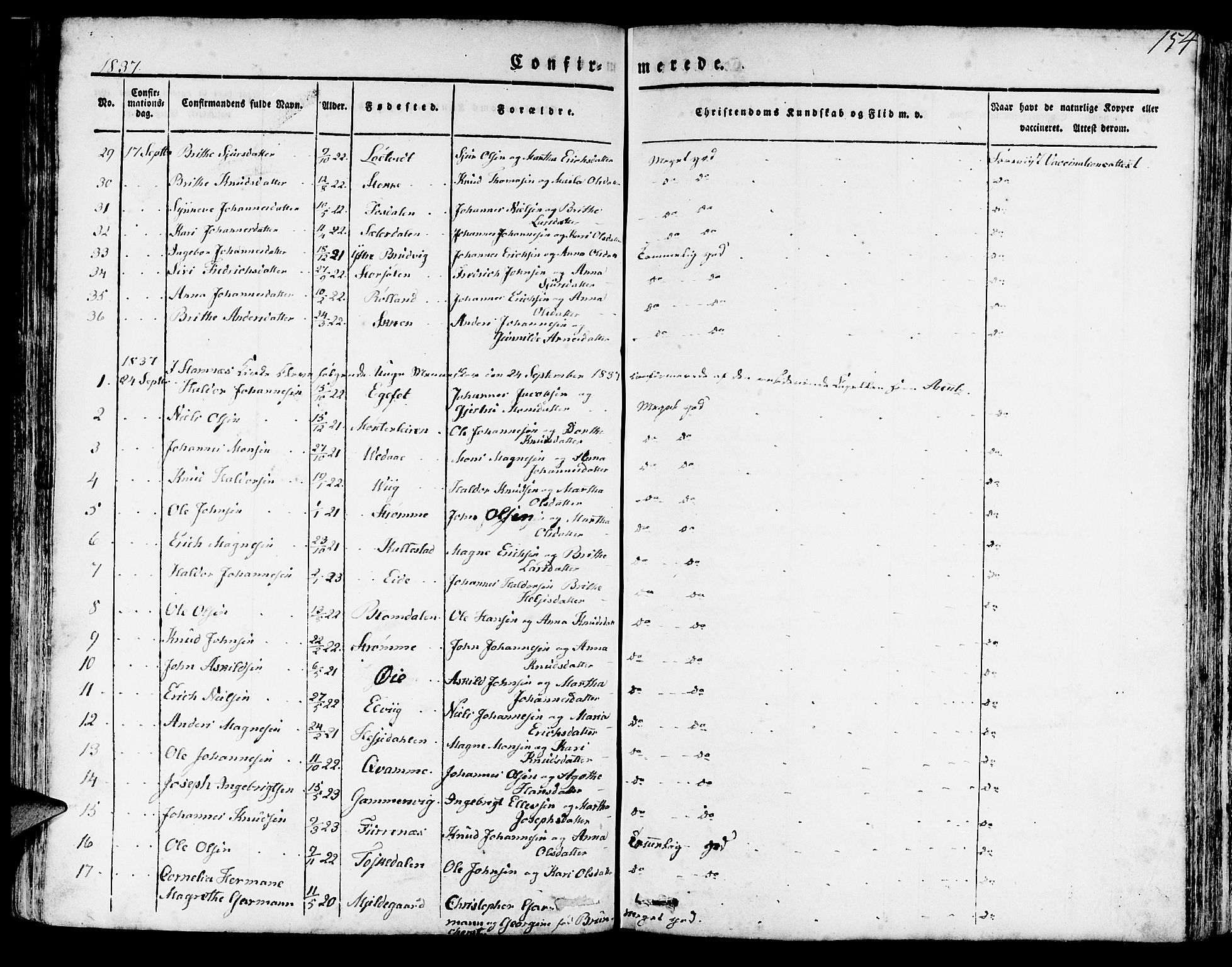 Haus sokneprestembete, AV/SAB-A-75601/H/Haa: Parish register (official) no. A 14, 1827-1838, p. 154