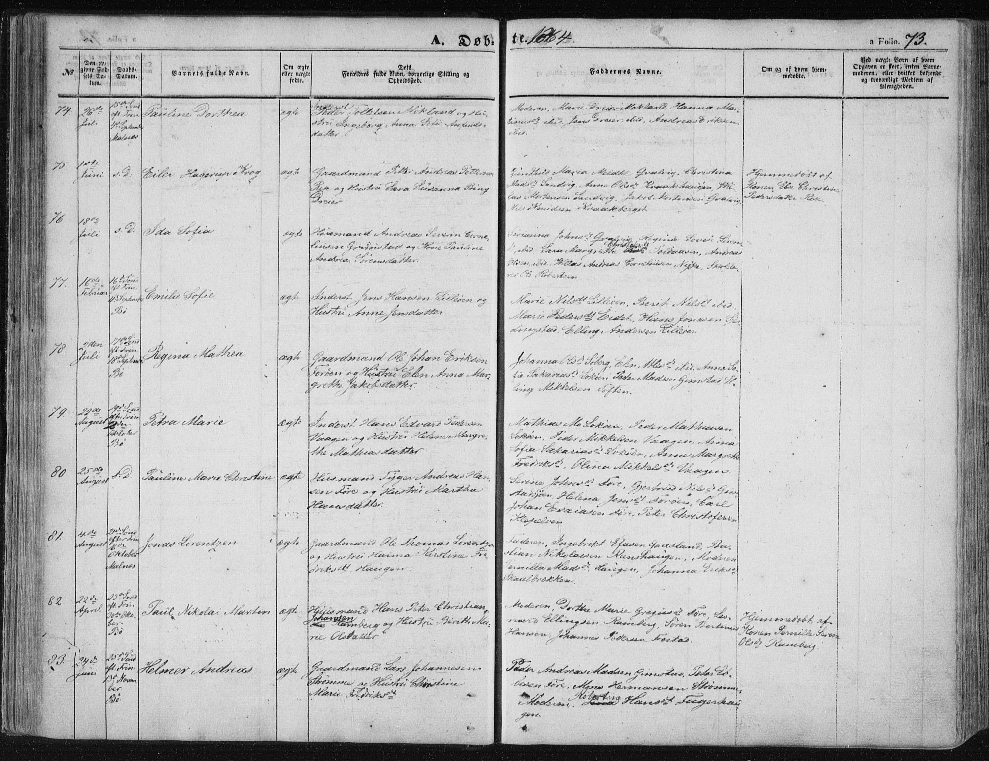 Ministerialprotokoller, klokkerbøker og fødselsregistre - Nordland, AV/SAT-A-1459/891/L1300: Parish register (official) no. 891A05, 1856-1870, p. 73