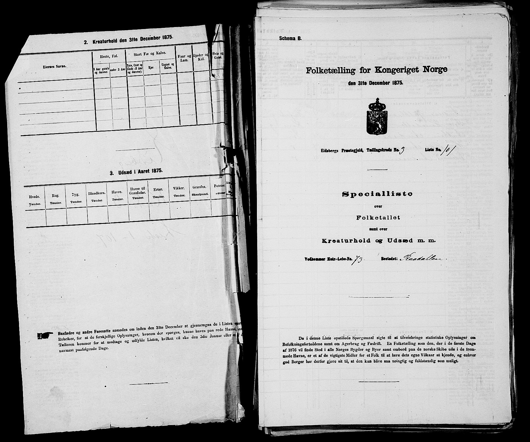 RA, 1875 census for 0125P Eidsberg, 1875, p. 414