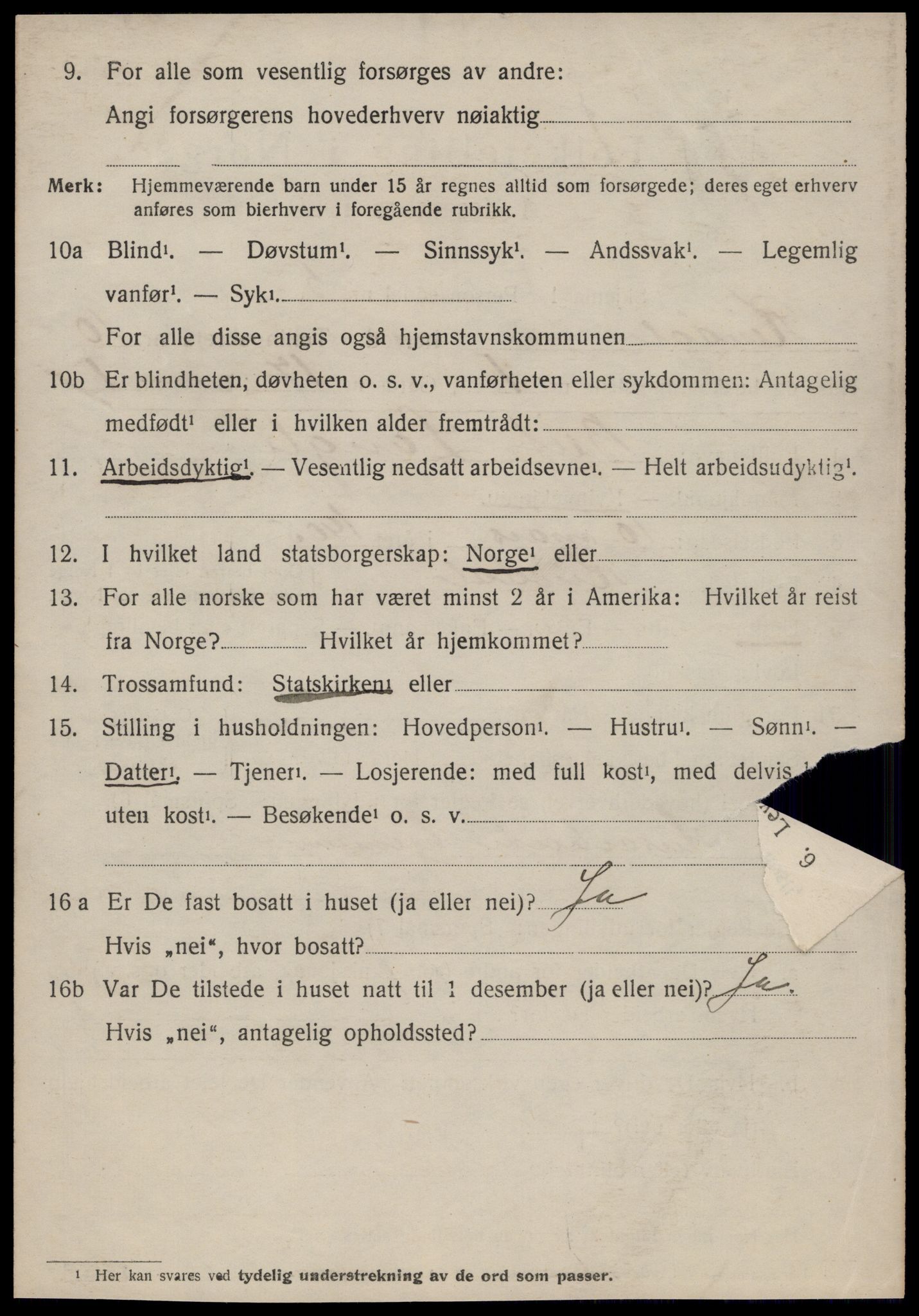 SAT, 1920 census for Rindal, 1920, p. 5161