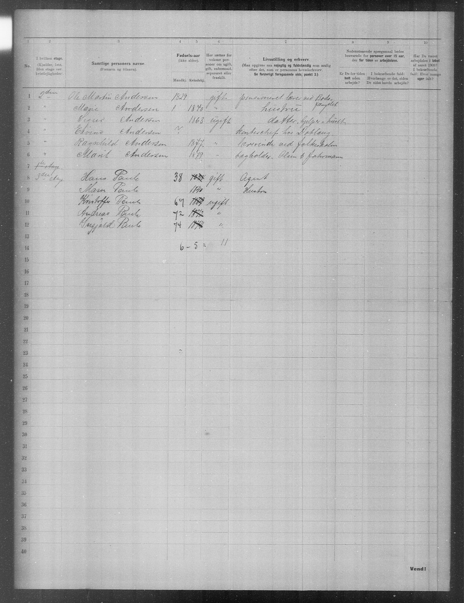 OBA, Municipal Census 1903 for Kristiania, 1903, p. 11903