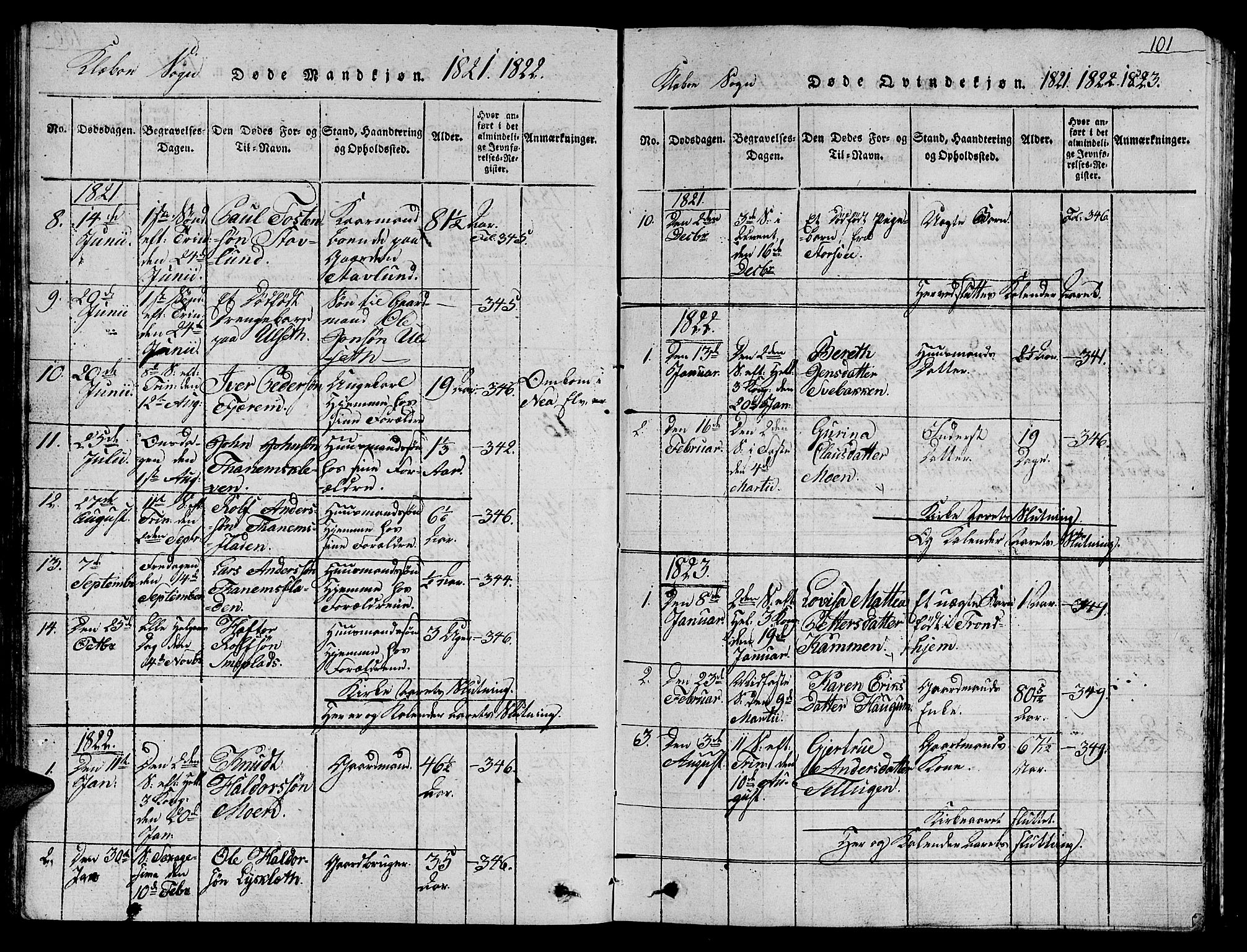 Ministerialprotokoller, klokkerbøker og fødselsregistre - Sør-Trøndelag, SAT/A-1456/618/L0450: Parish register (copy) no. 618C01, 1816-1865, p. 101