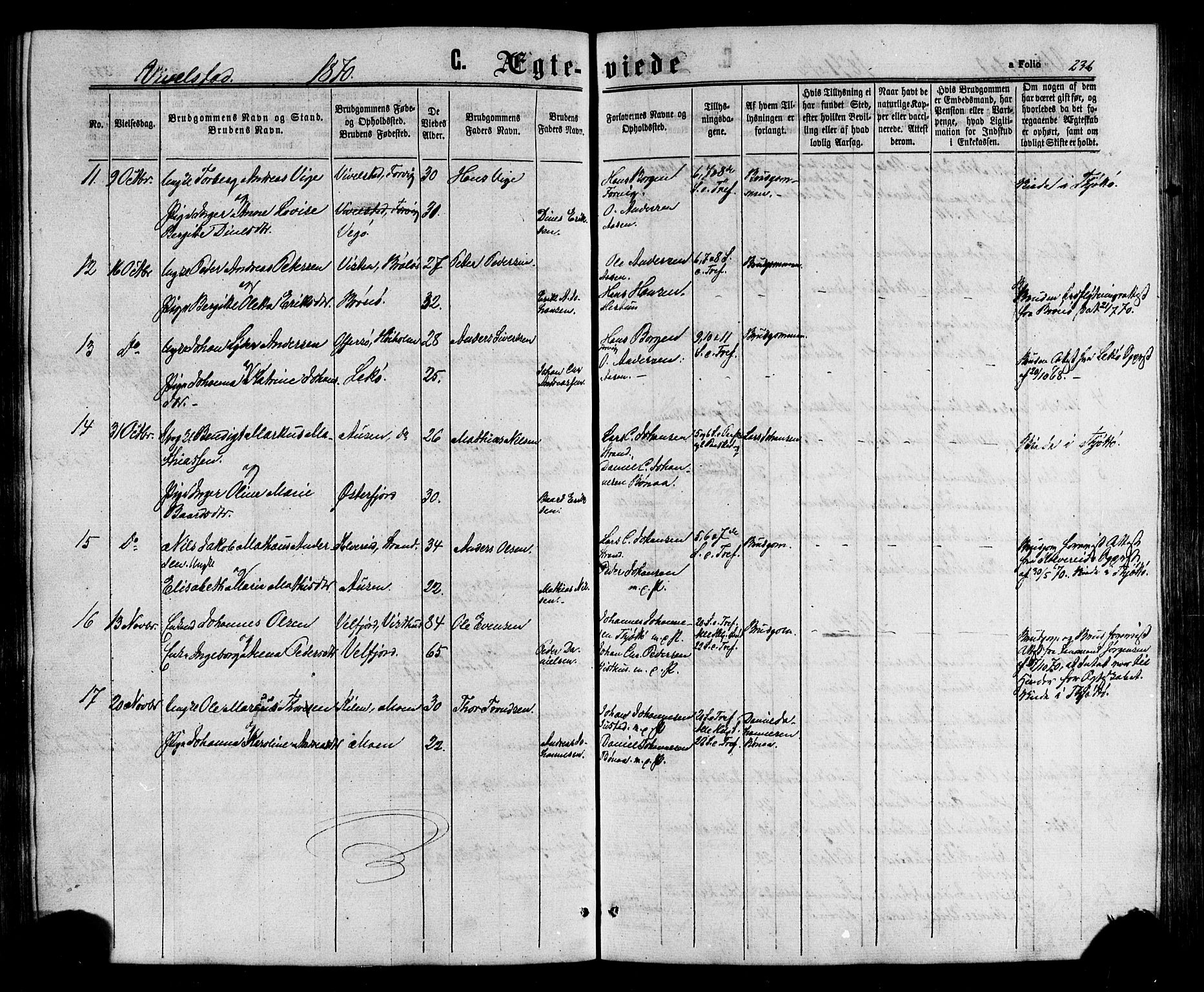 Ministerialprotokoller, klokkerbøker og fødselsregistre - Nordland, AV/SAT-A-1459/817/L0262: Parish register (official) no. 817A03 /2, 1867-1877, p. 236