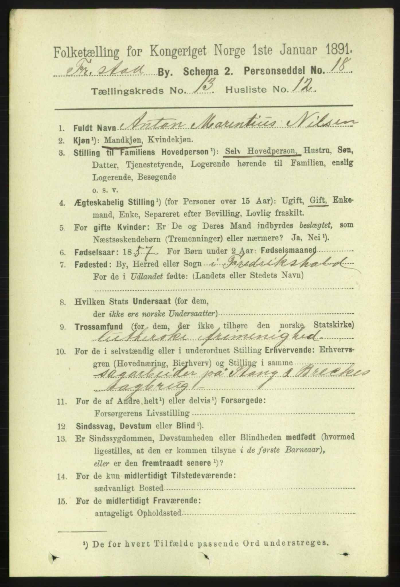 RA, 1891 census for 0103 Fredrikstad, 1891, p. 14520