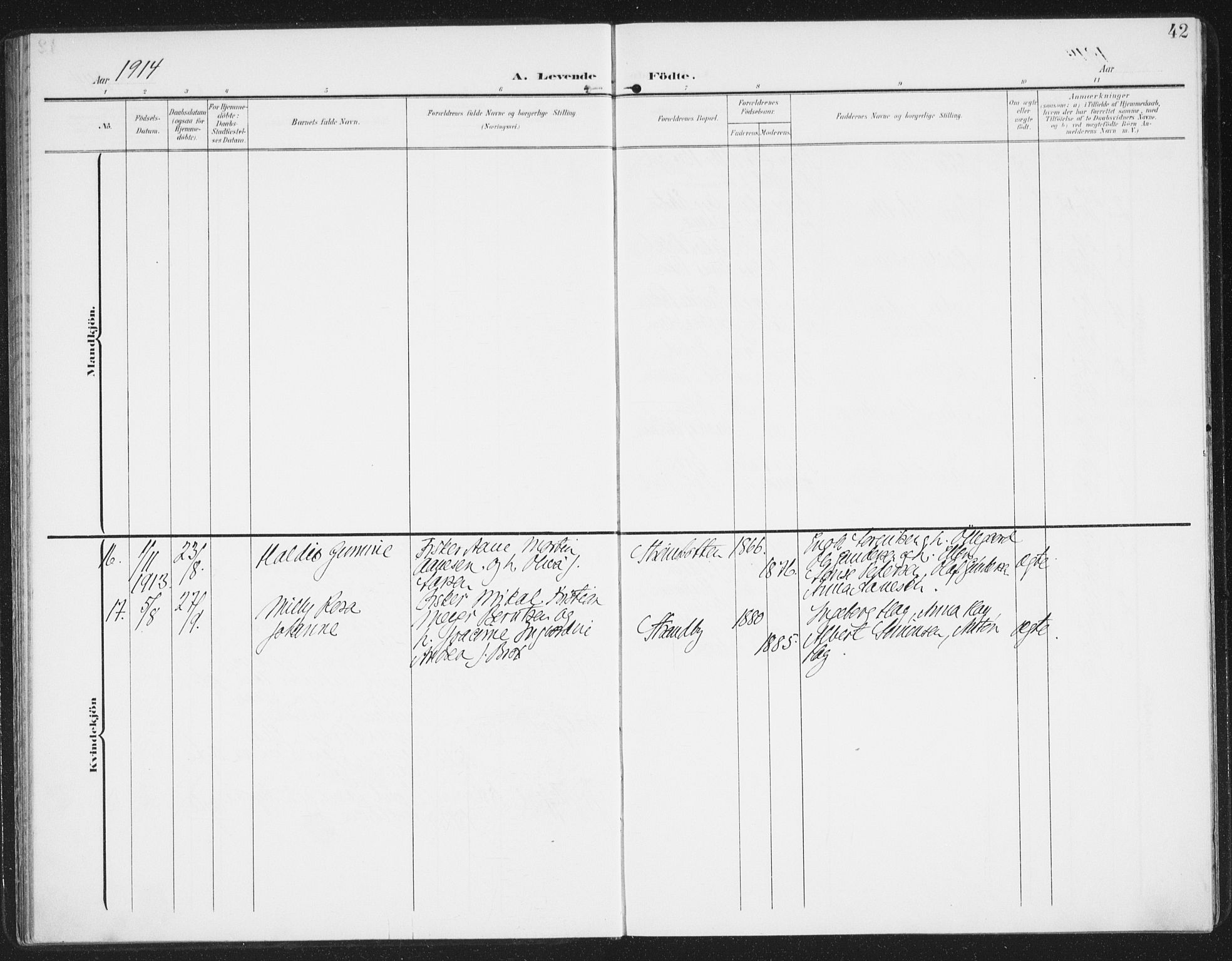 Berg sokneprestkontor, AV/SATØ-S-1318/G/Ga/Gaa/L0007kirke: Parish register (official) no. 7, 1906-1915, p. 42