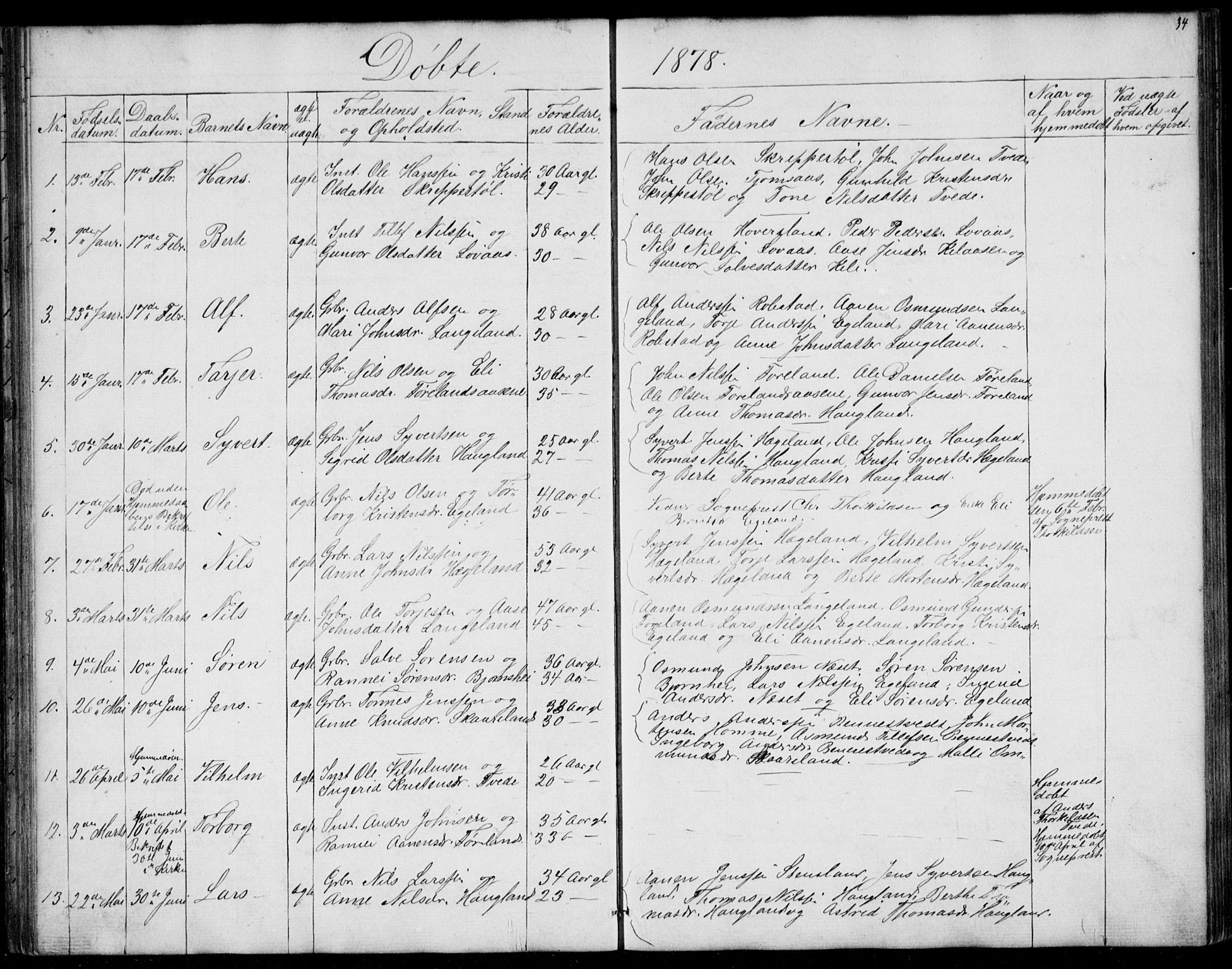 Vennesla sokneprestkontor, SAK/1111-0045/Fb/Fba/L0002: Parish register (copy) no. B 2, 1859-1889, p. 34