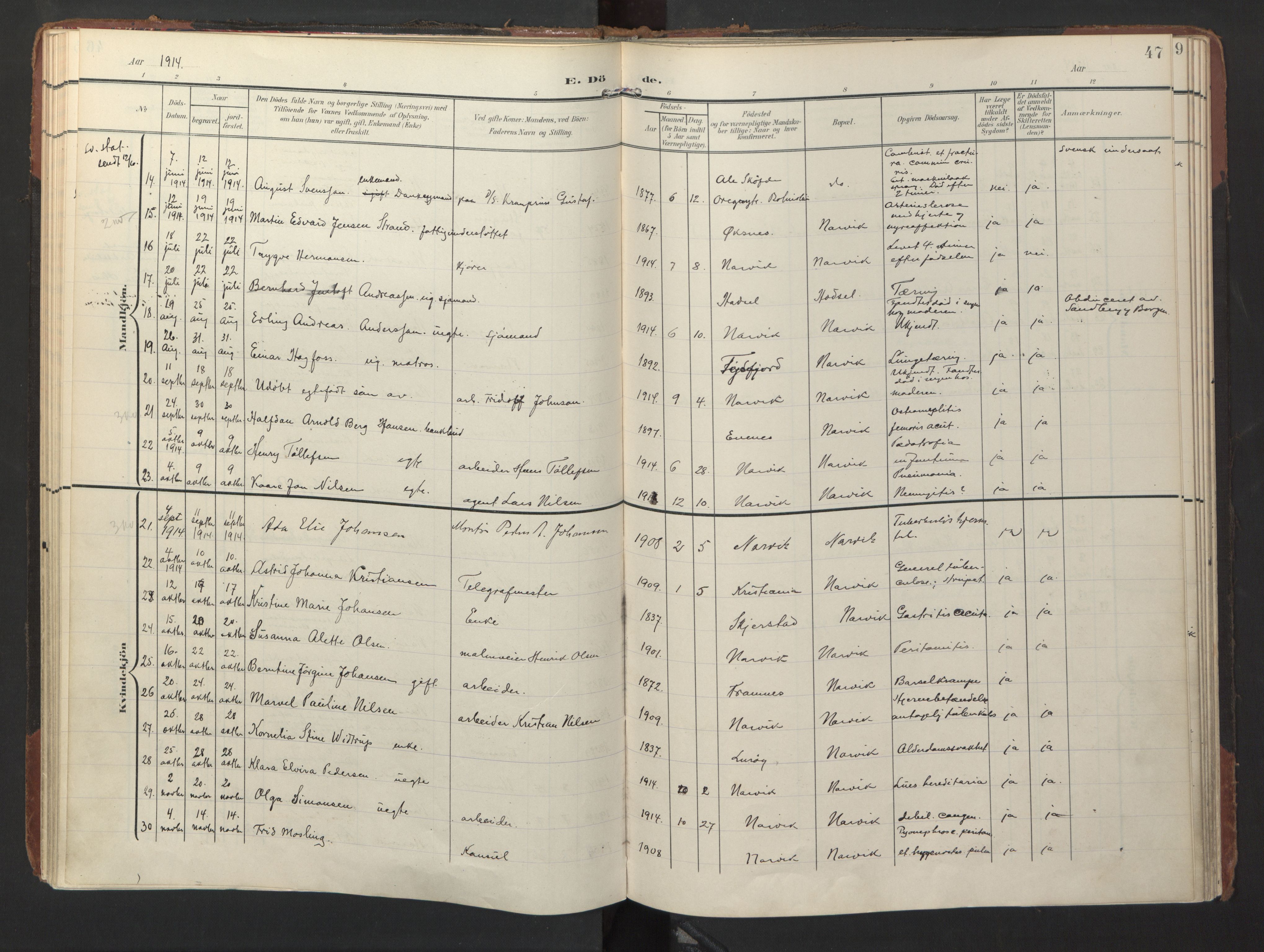 Ministerialprotokoller, klokkerbøker og fødselsregistre - Nordland, AV/SAT-A-1459/871/L1000: Parish register (official) no. 871A16, 1902-1925, p. 47