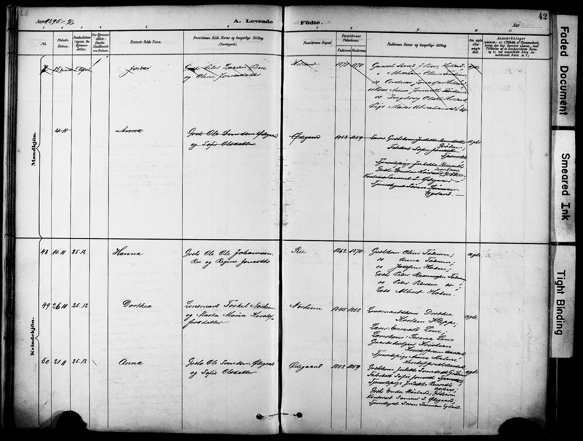 Lye sokneprestkontor, AV/SAST-A-101794/001/30BA/L0011: Parish register (official) no. A 9, 1893-1903, p. 42