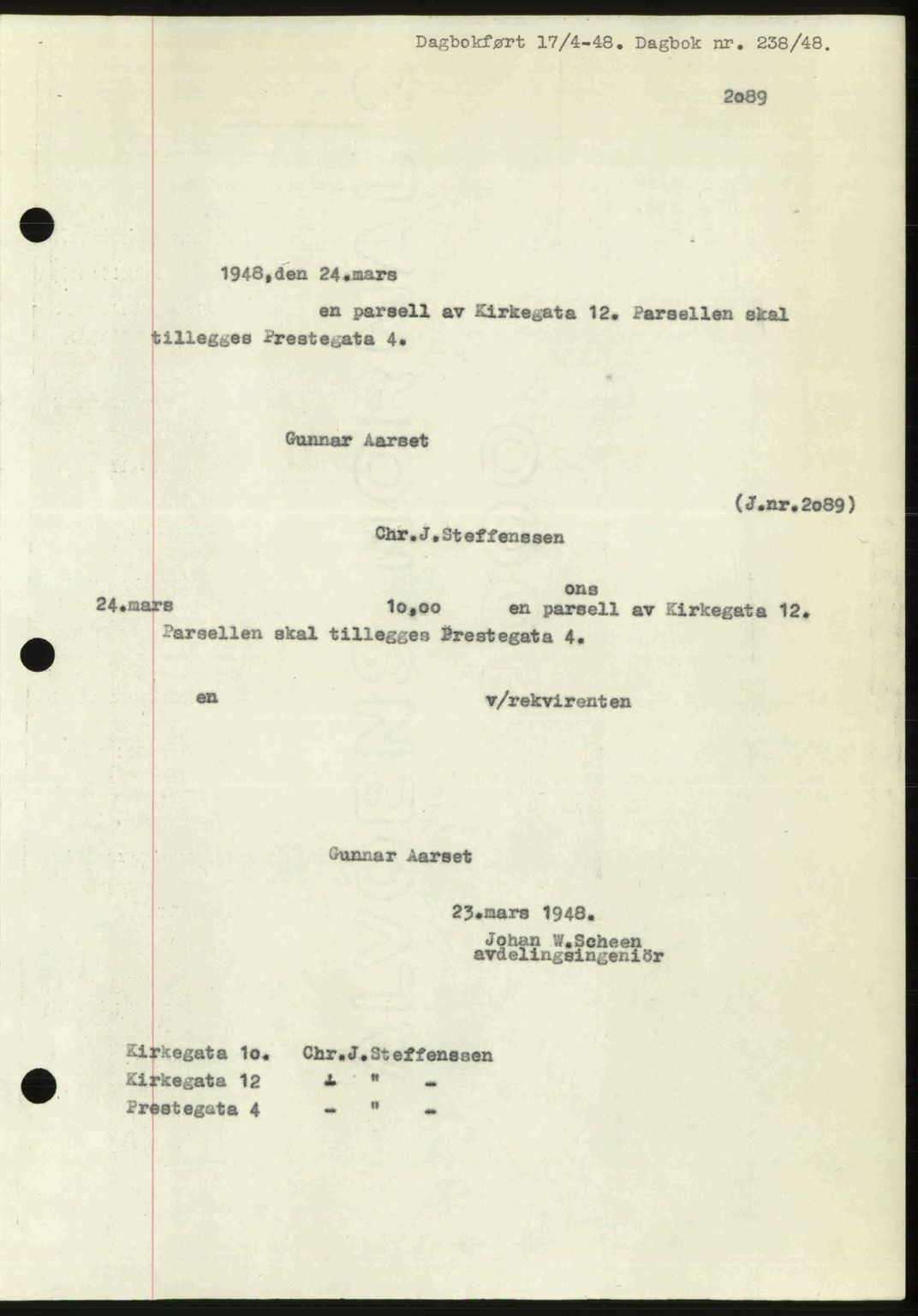 Ålesund byfogd, AV/SAT-A-4384: Mortgage book no. 37A (1), 1947-1949, Diary no: : 238/1948