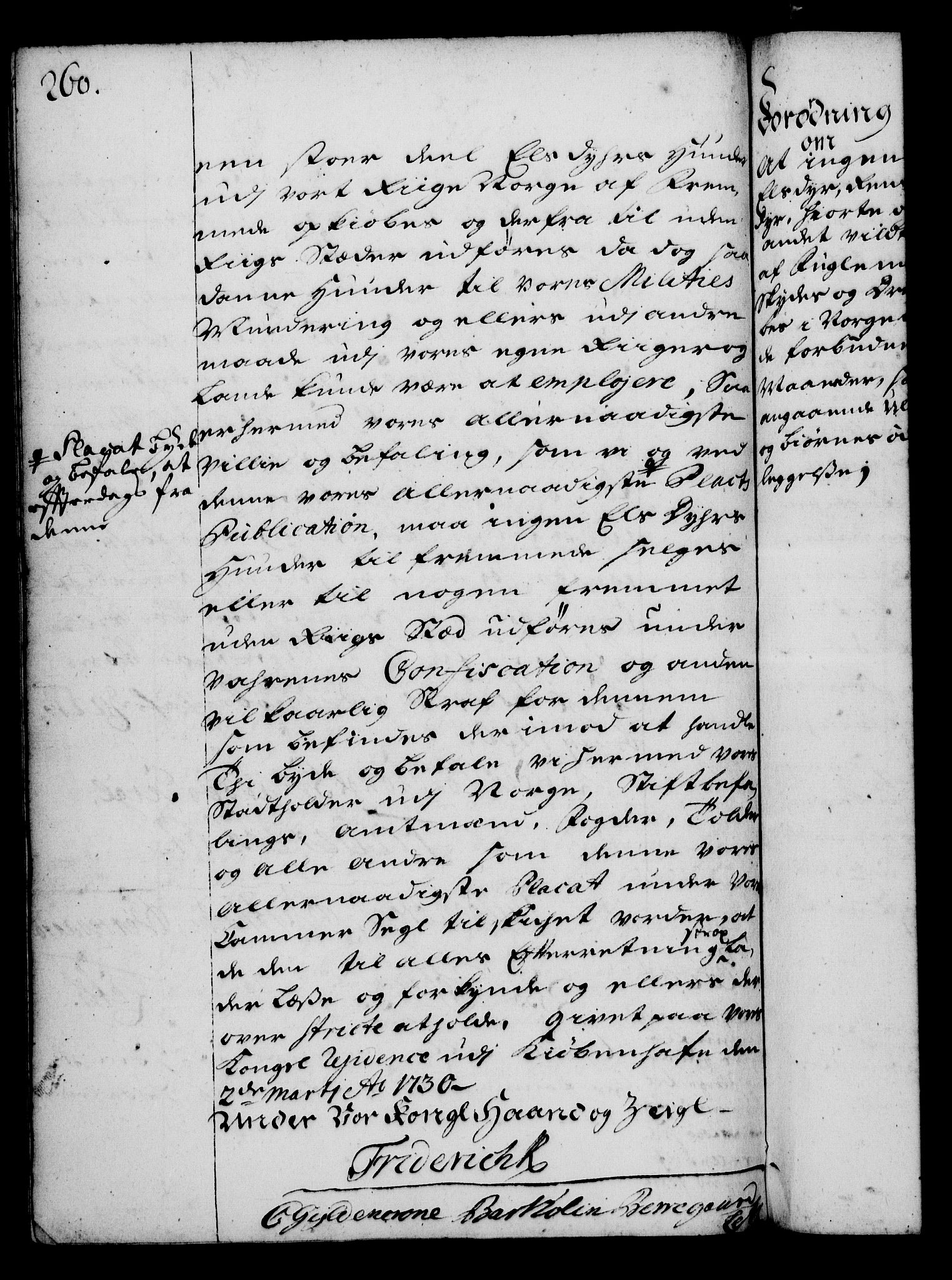 Rentekammeret, Kammerkanselliet, RA/EA-3111/G/Gg/Gga/L0003: Norsk ekspedisjonsprotokoll med register (merket RK 53.3), 1727-1734, p. 260