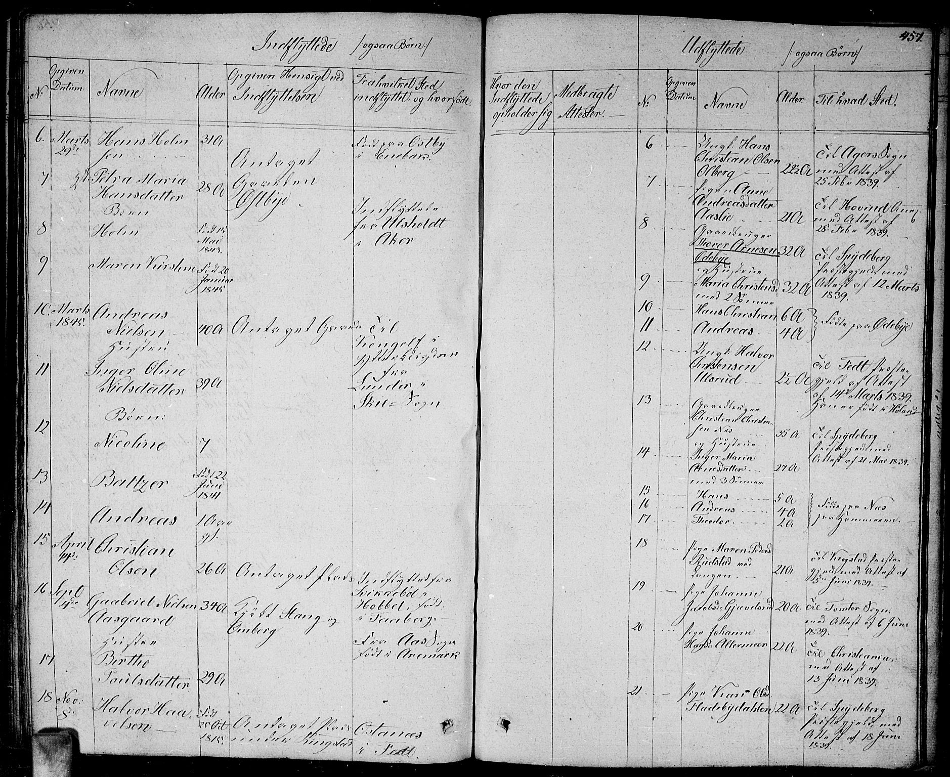 Enebakk prestekontor Kirkebøker, SAO/A-10171c/G/Ga/L0003: Parish register (copy) no. I 3, 1833-1849, p. 457