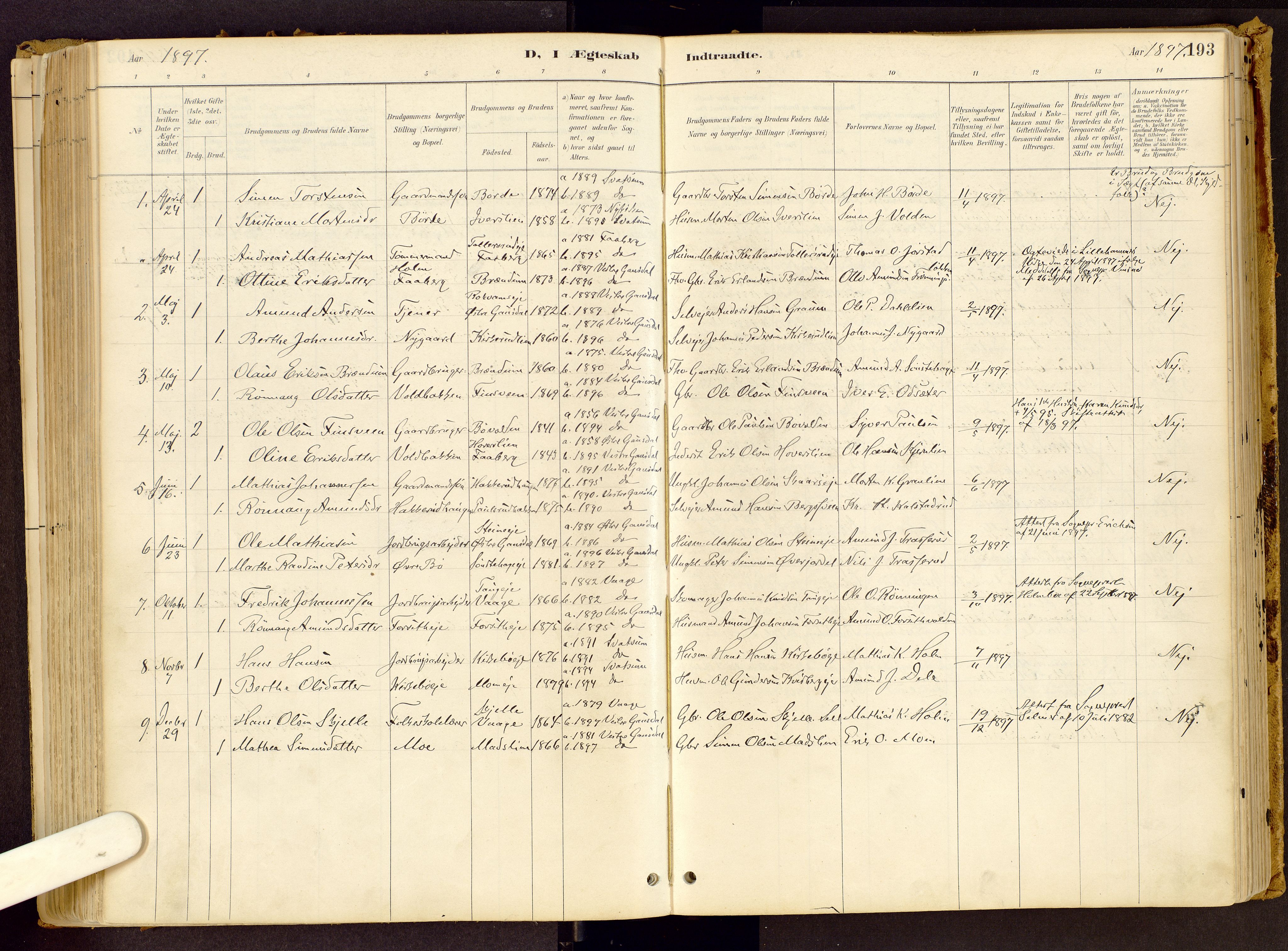 Vestre Gausdal prestekontor, AV/SAH-PREST-094/H/Ha/Haa/L0001: Parish register (official) no. 1, 1887-1914, p. 193