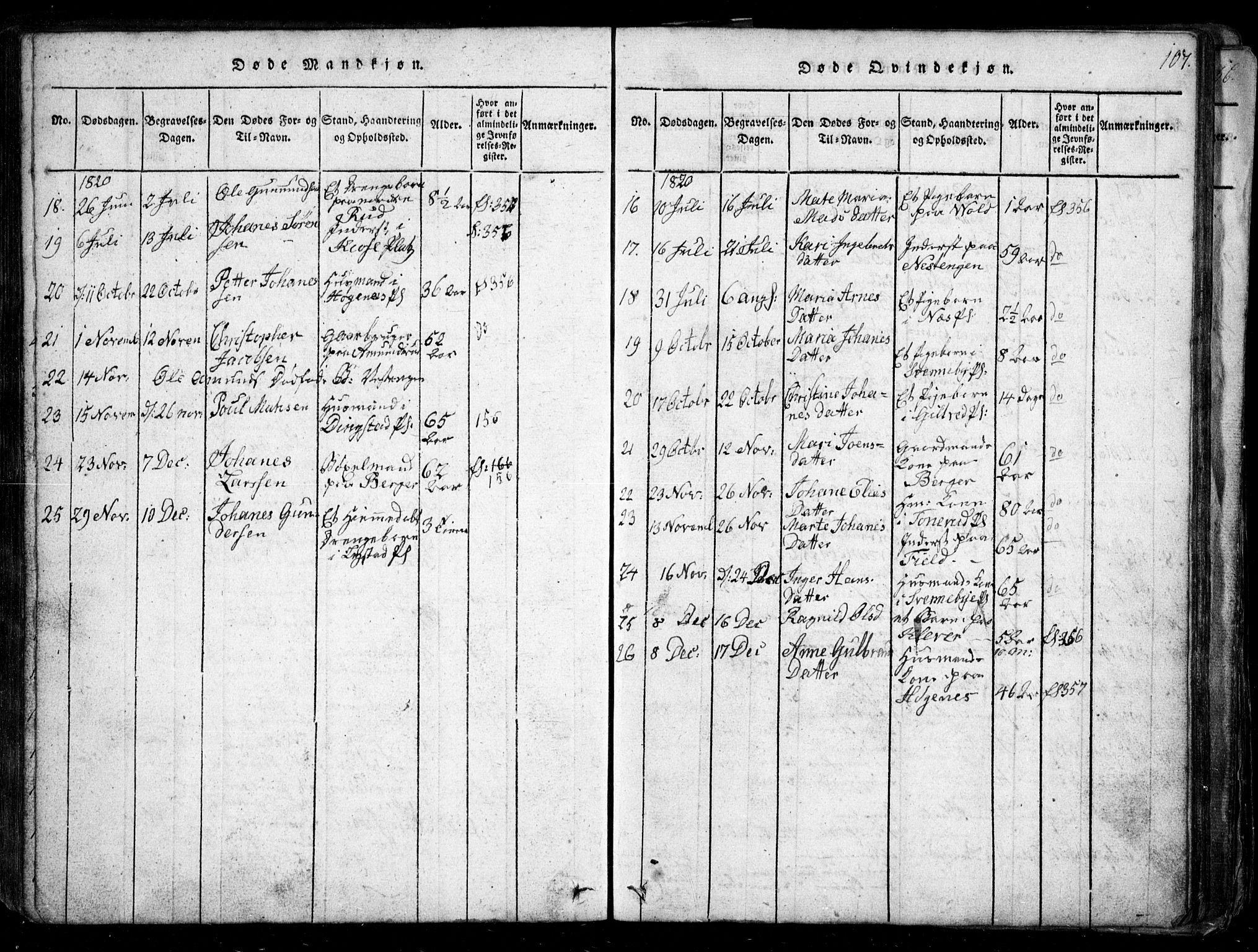 Spydeberg prestekontor Kirkebøker, AV/SAO-A-10924/G/Ga/L0001: Parish register (copy) no. I 1, 1814-1868, p. 107