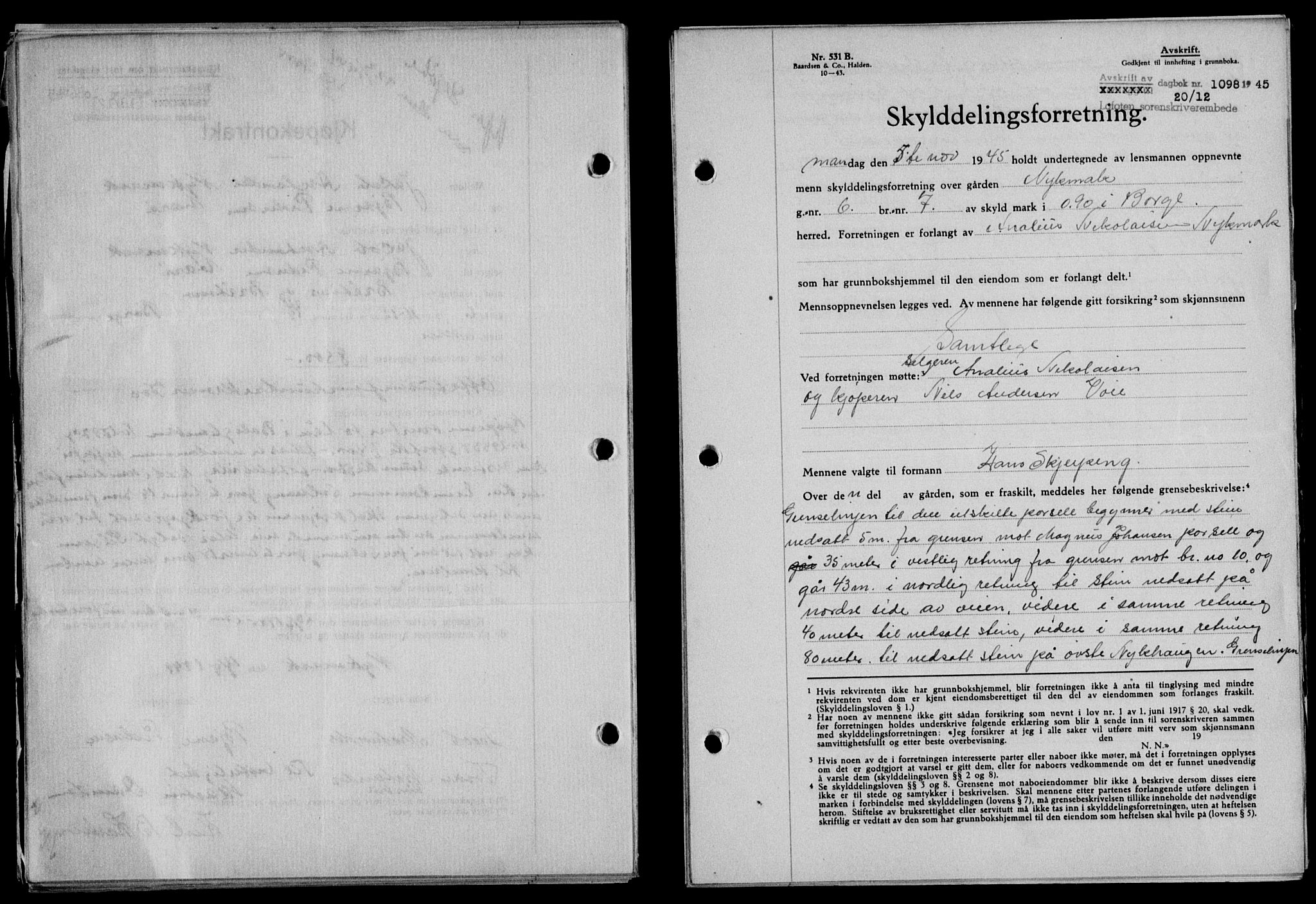 Lofoten sorenskriveri, SAT/A-0017/1/2/2C/L0013a: Mortgage book no. 13a, 1944-1946, Diary no: : 1098/1945