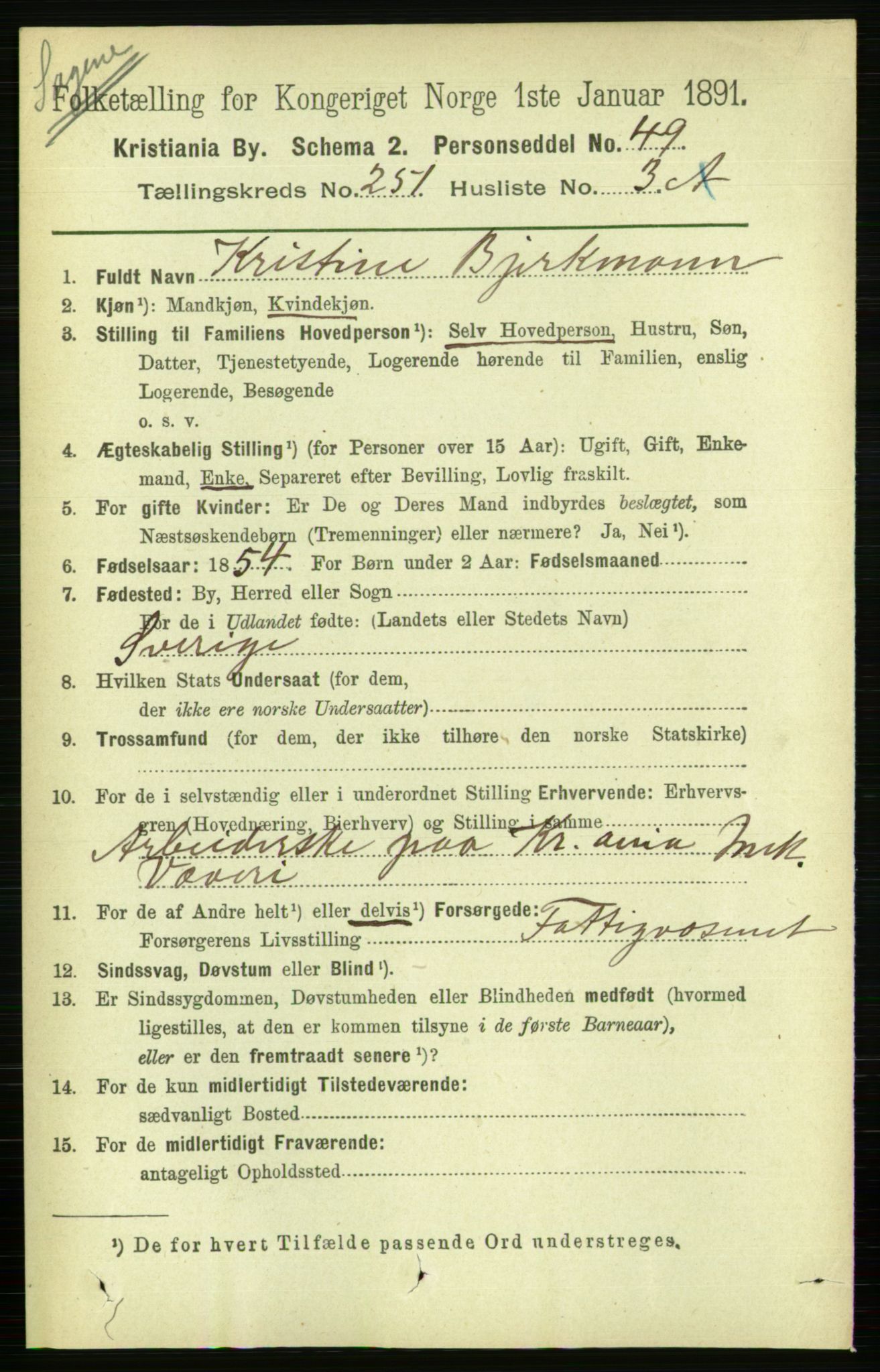RA, 1891 census for 0301 Kristiania, 1891, p. 153113