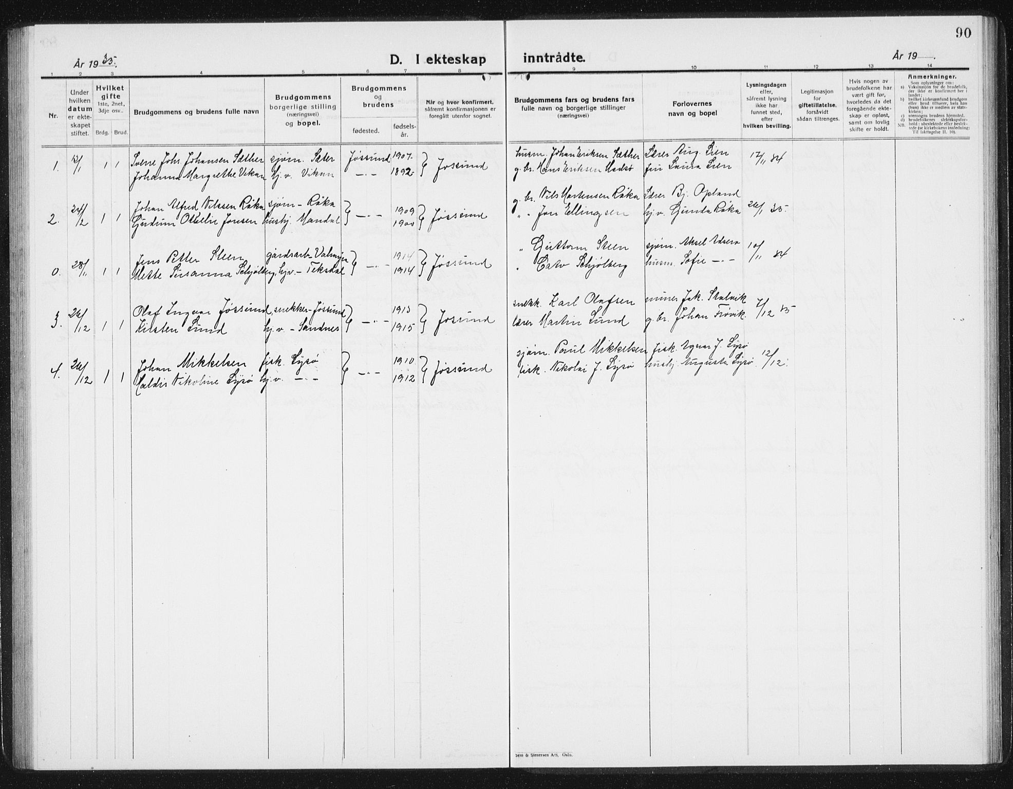Ministerialprotokoller, klokkerbøker og fødselsregistre - Sør-Trøndelag, SAT/A-1456/654/L0667: Parish register (copy) no. 654C03, 1924-1939, p. 90